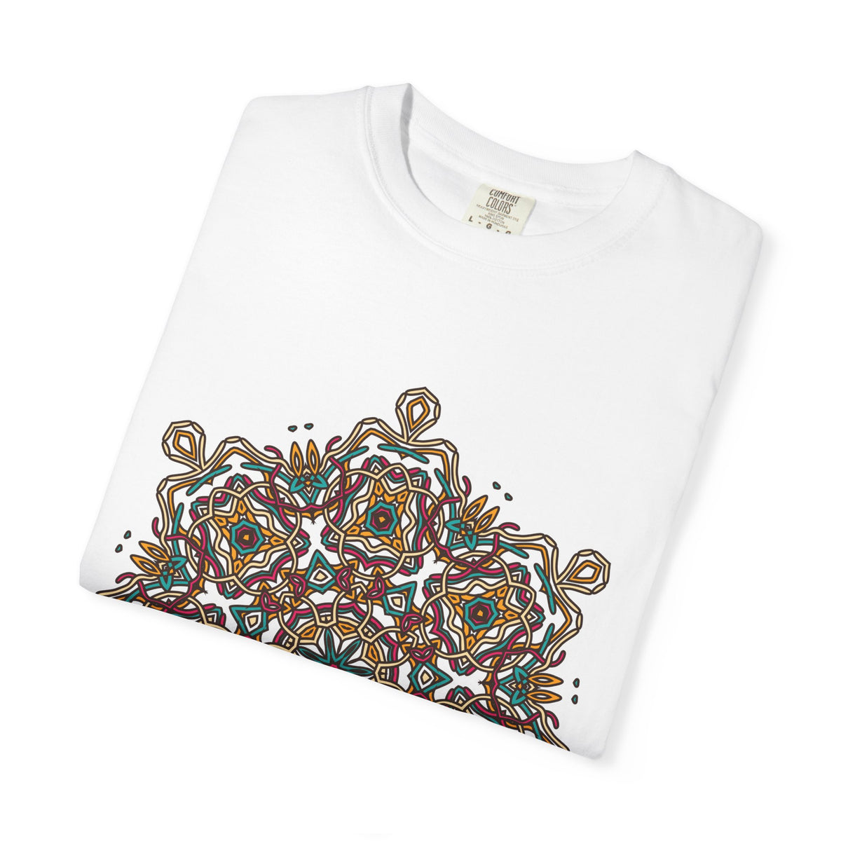 Unisex Garment Dyed Cotton T-Shirt with Mandala Graphic Design
