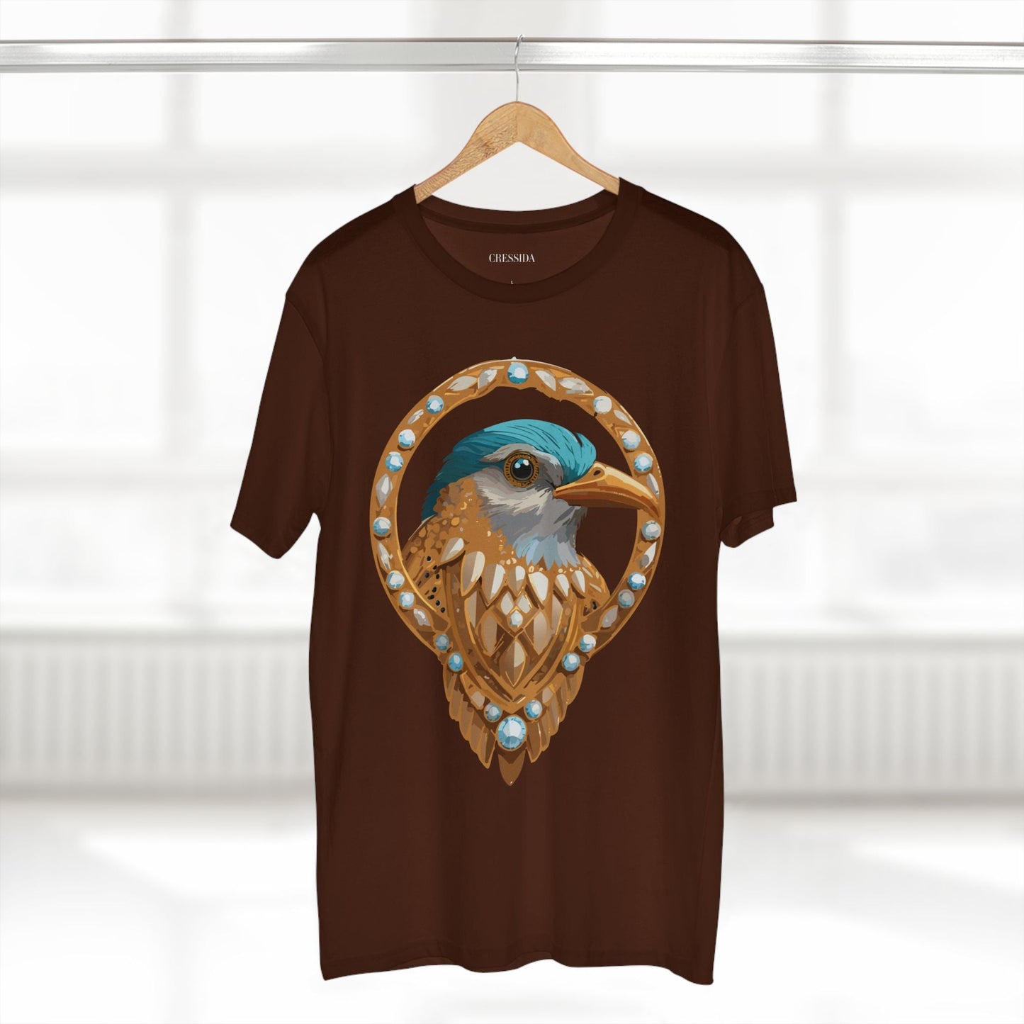 Bird Graphic Unisex 100 Cotton Tee With Unique Animal Golden Medallion Art Design 24