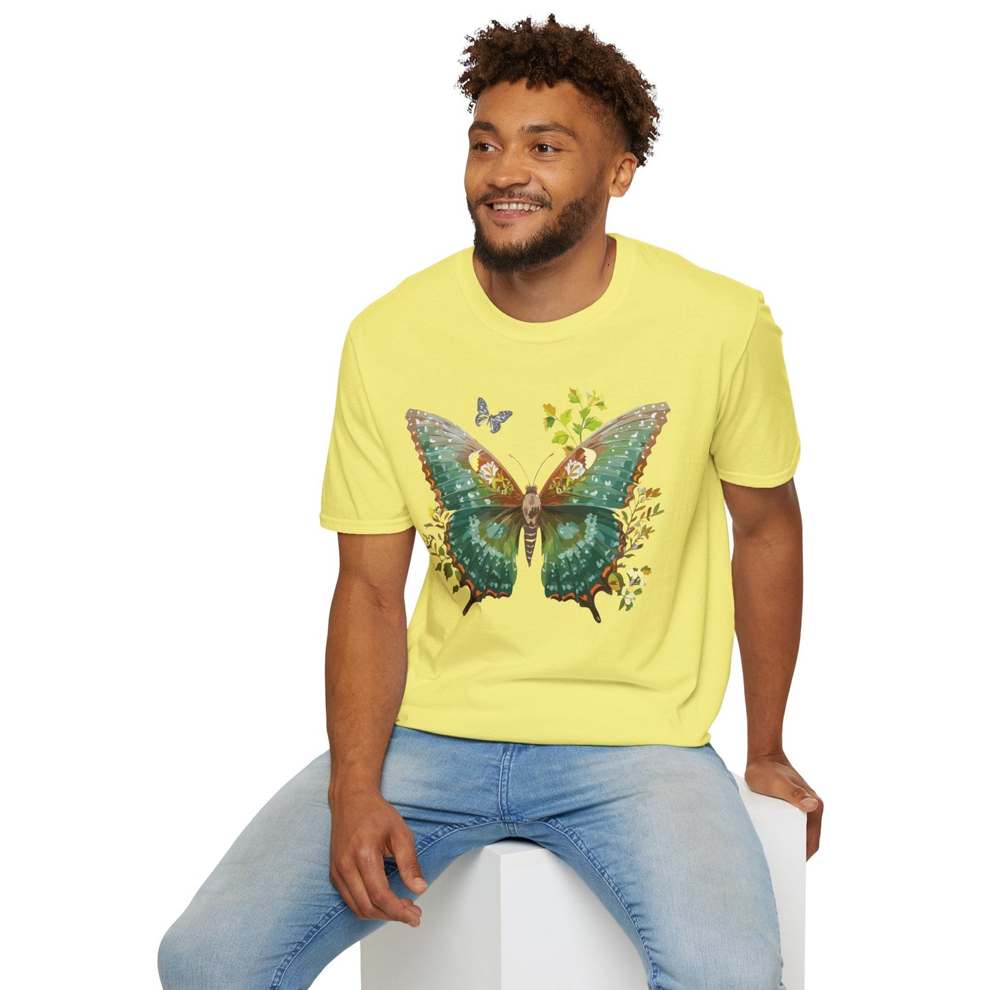 Butterfly Shirt Unisex T Shirt Monarch Print Gildan Softstyle 64000 Comfortable Everyday Wear