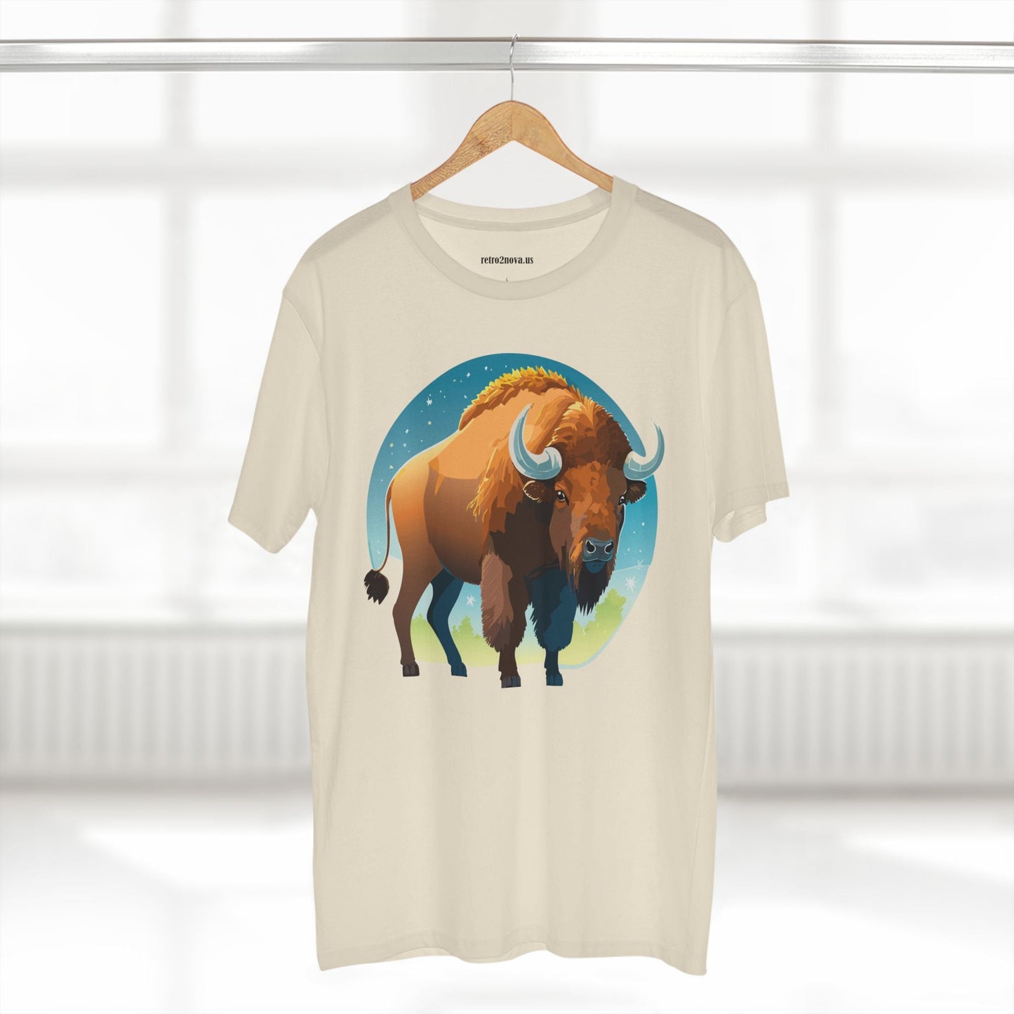 Unisex Premium Cotton Tee With Original Bison Art Design From Retro2Nova Art Collection Soft Breathable Everyday Comfort
