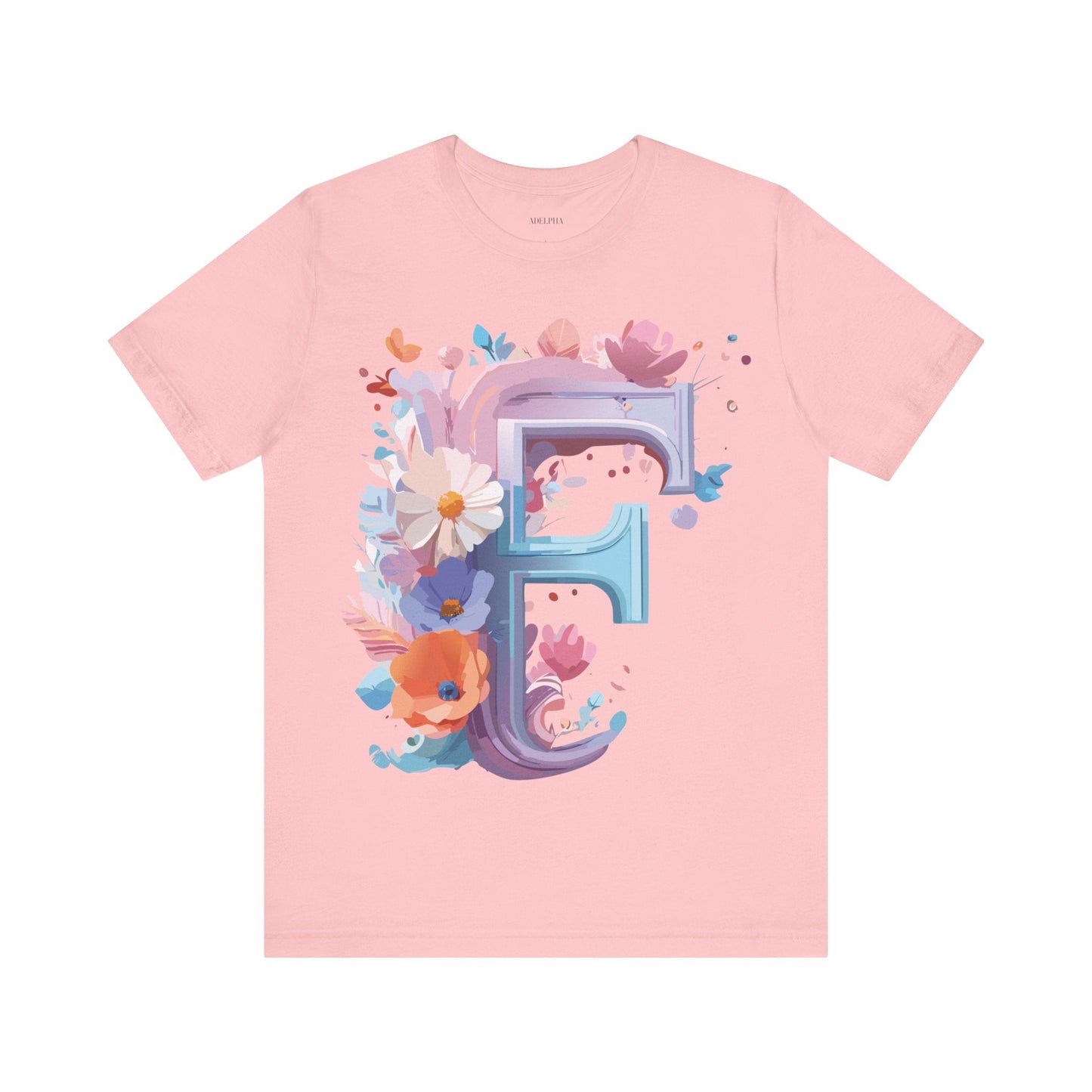 Letter F Graphic Tee Unisex Vintage Style Shirt Featuring Adelpha Artwork Premium Short Sleeve