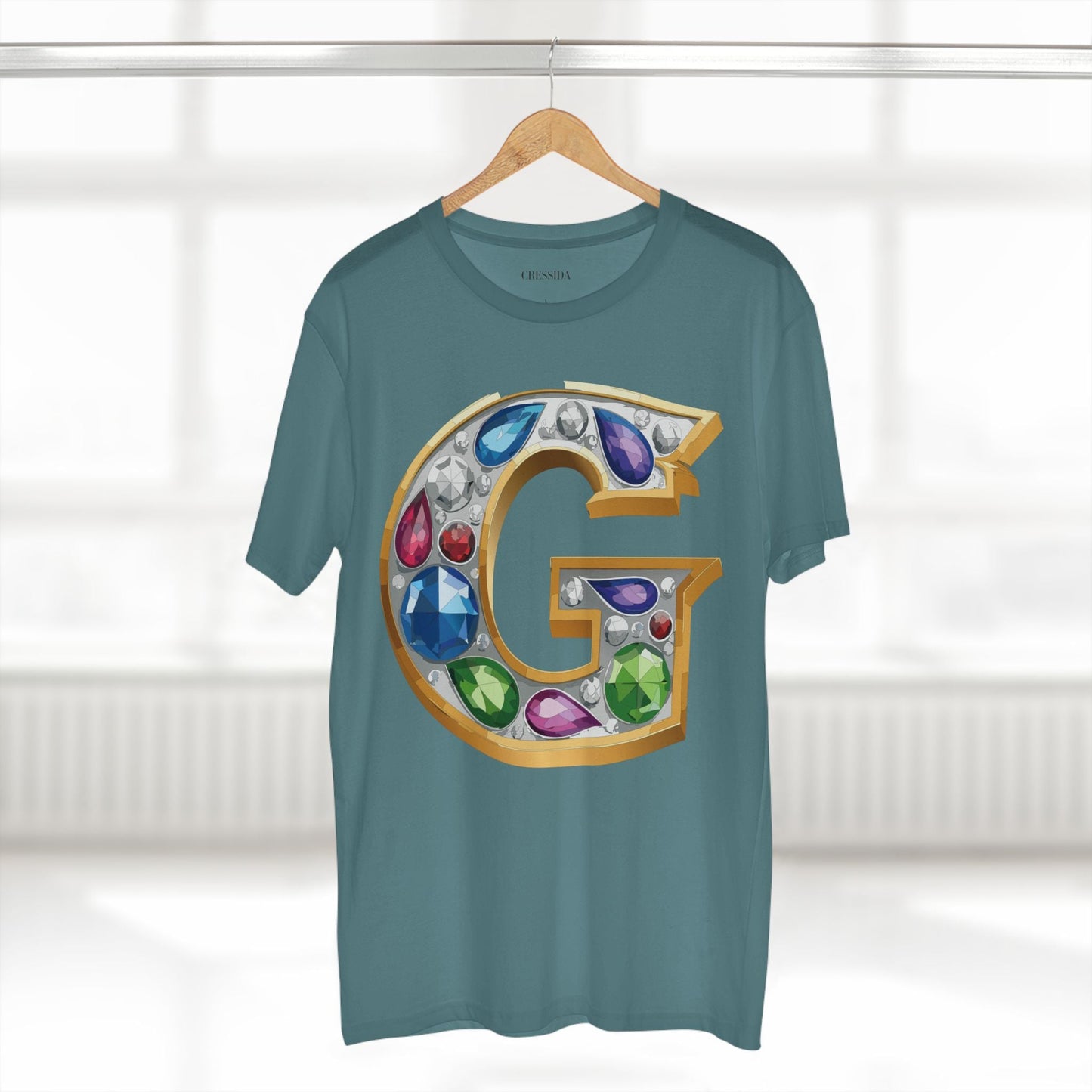 Letter G Graphic Design Tee Unisex 100 Cotton With Antique Gold Letters Artwork T-Shirt
