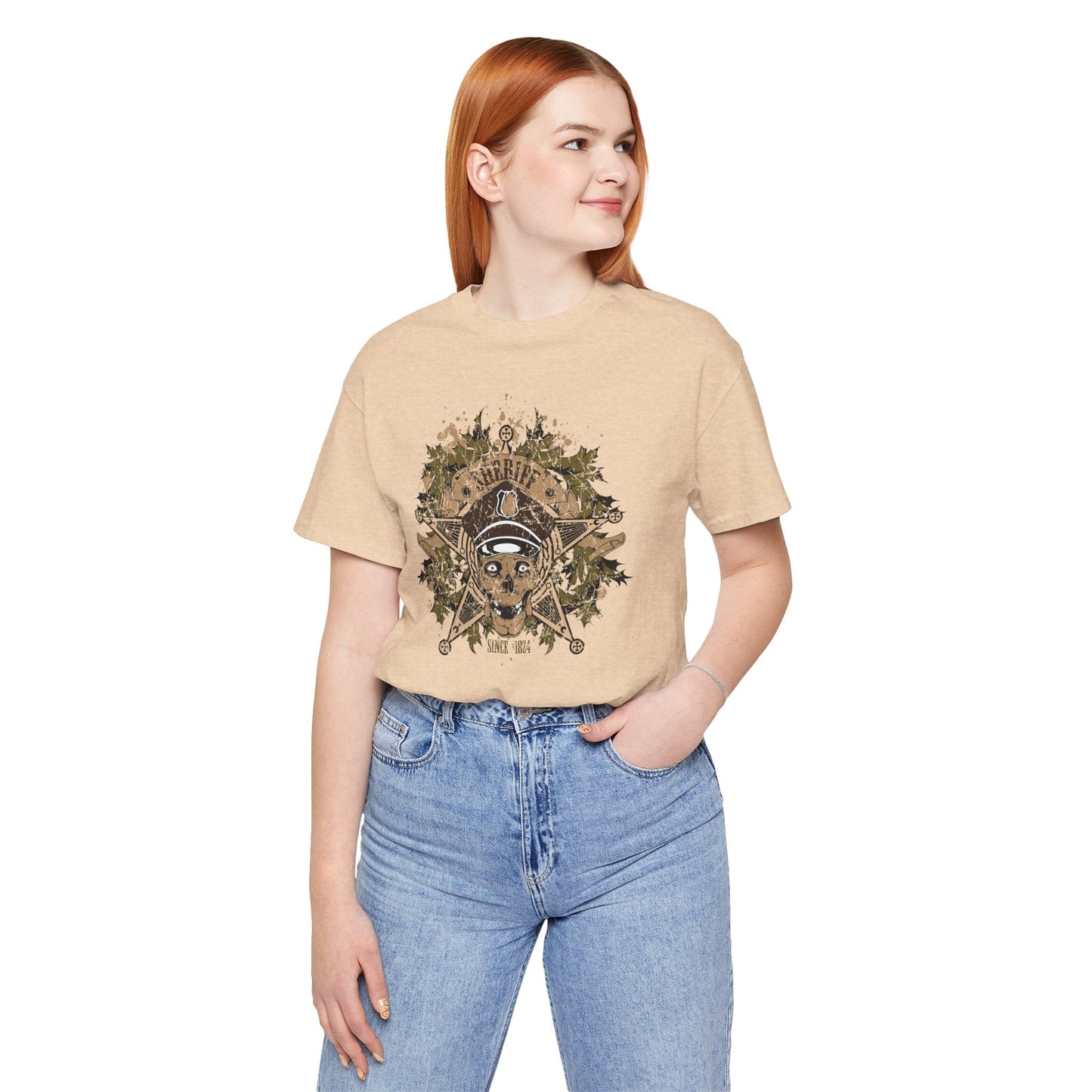 Skull Floral Emblem Graphic Unisex Cotton Tee Art-45