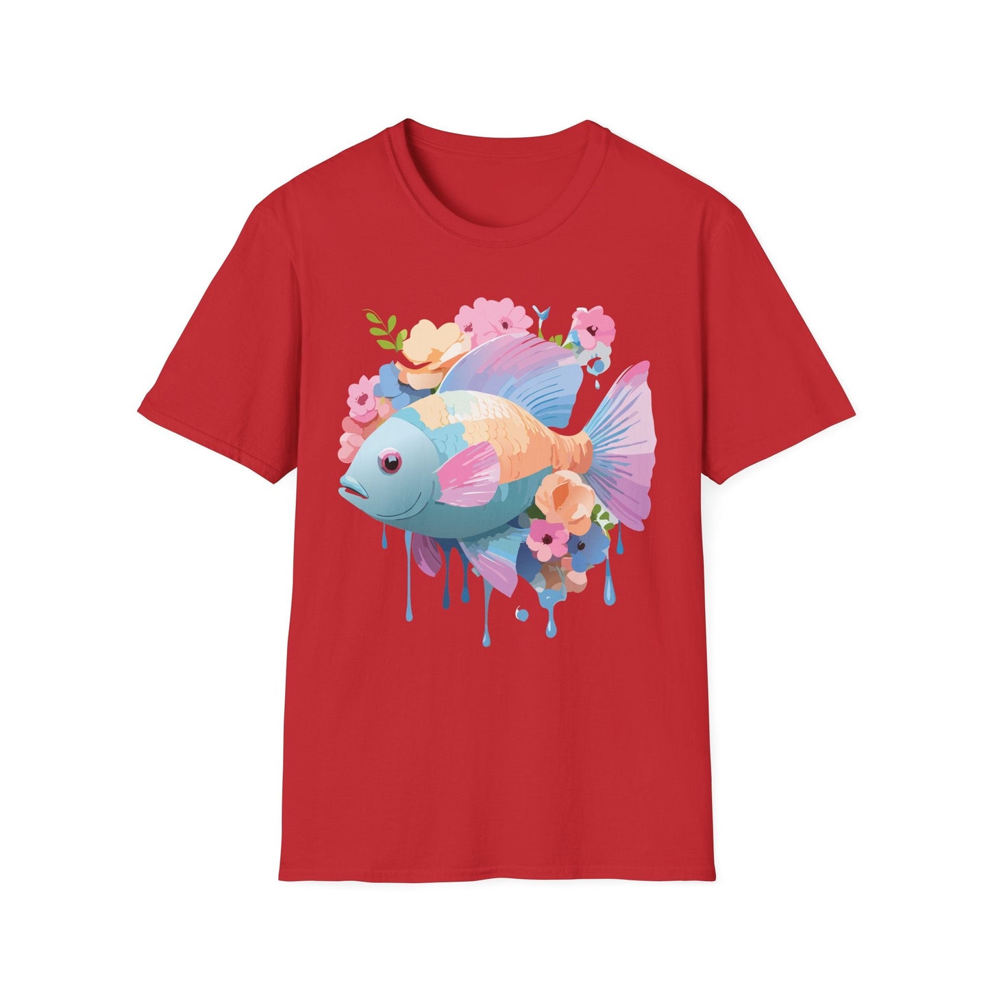 Fish Art Design Graphic Tee Unisex Short Sleeve T Shirt With Fish Artwork Premium Cotton