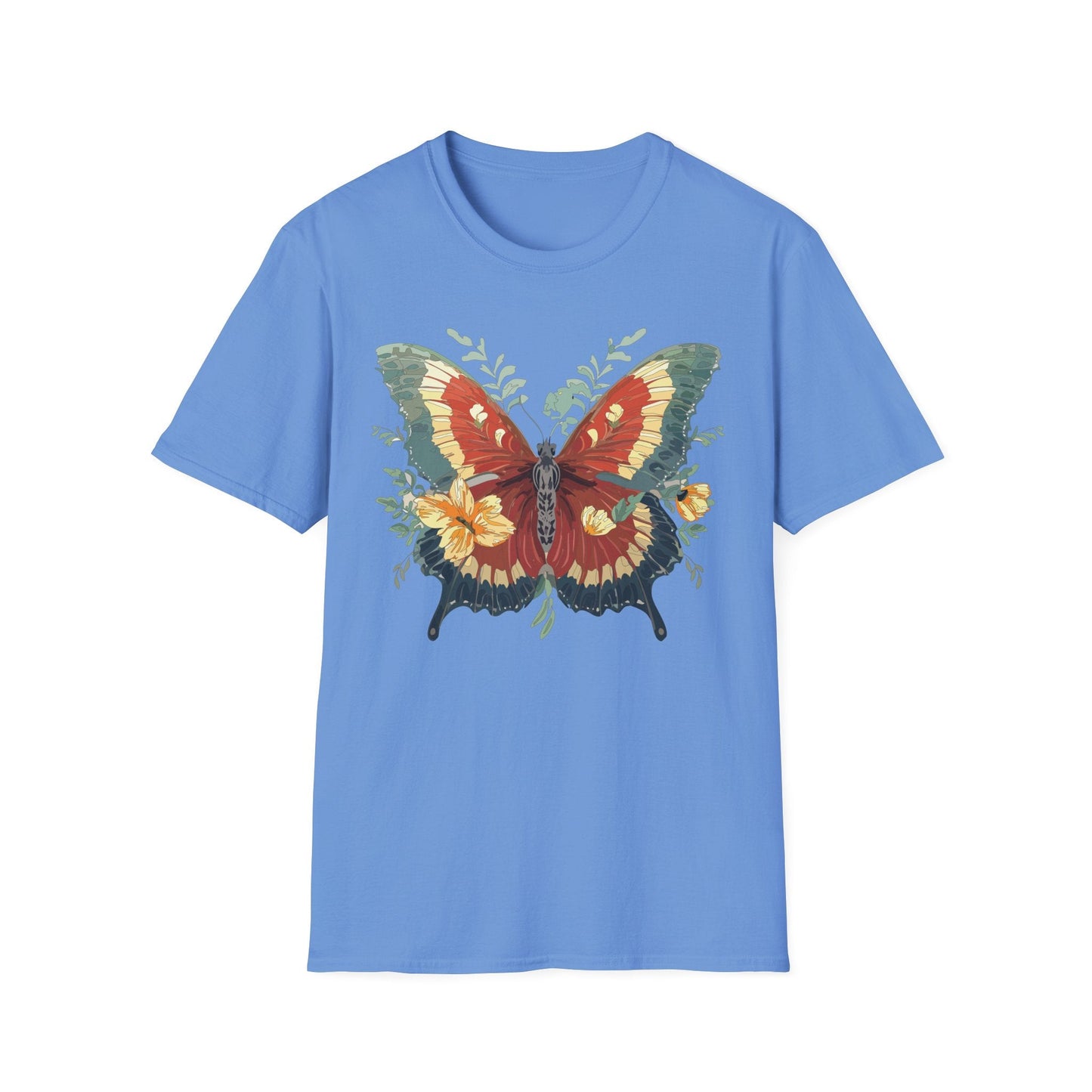Butterfly T Shirt Unisex Gildan Softstyle 64000 Comfort Monarch Design 100 Percent Cotton