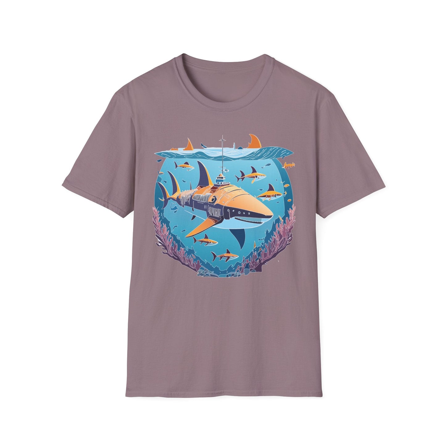 Ocean Tee Shirt Unisex Softstyle Cotton Tee 4.5 Oz Lightweight U Boat Theme Design
