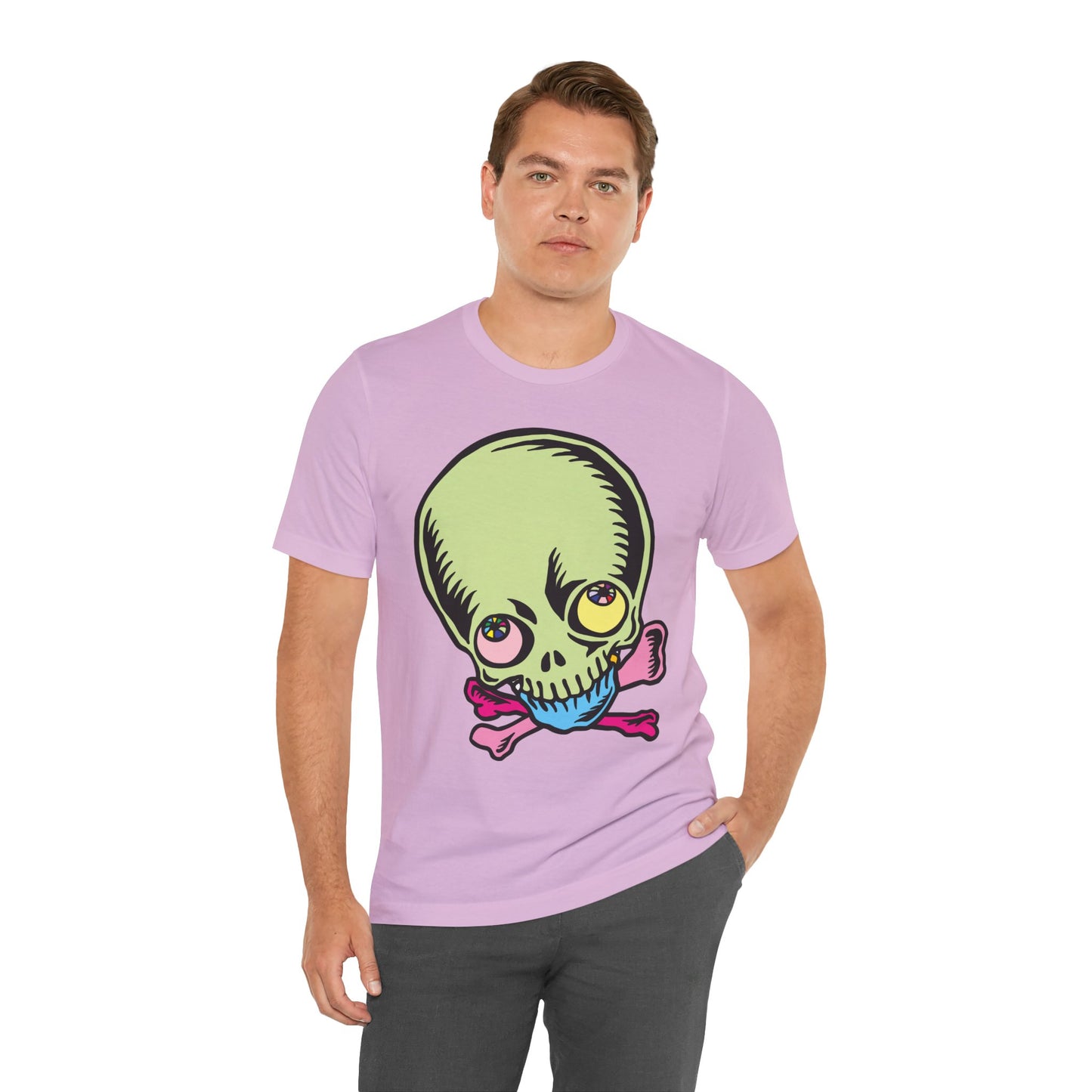 Lt Green Skull Graphic Design Tee, Skull Shirt, Vintage Tees, Art Design T-Shirt, Vintage Graphic Tee, Art Shirts with Skulls