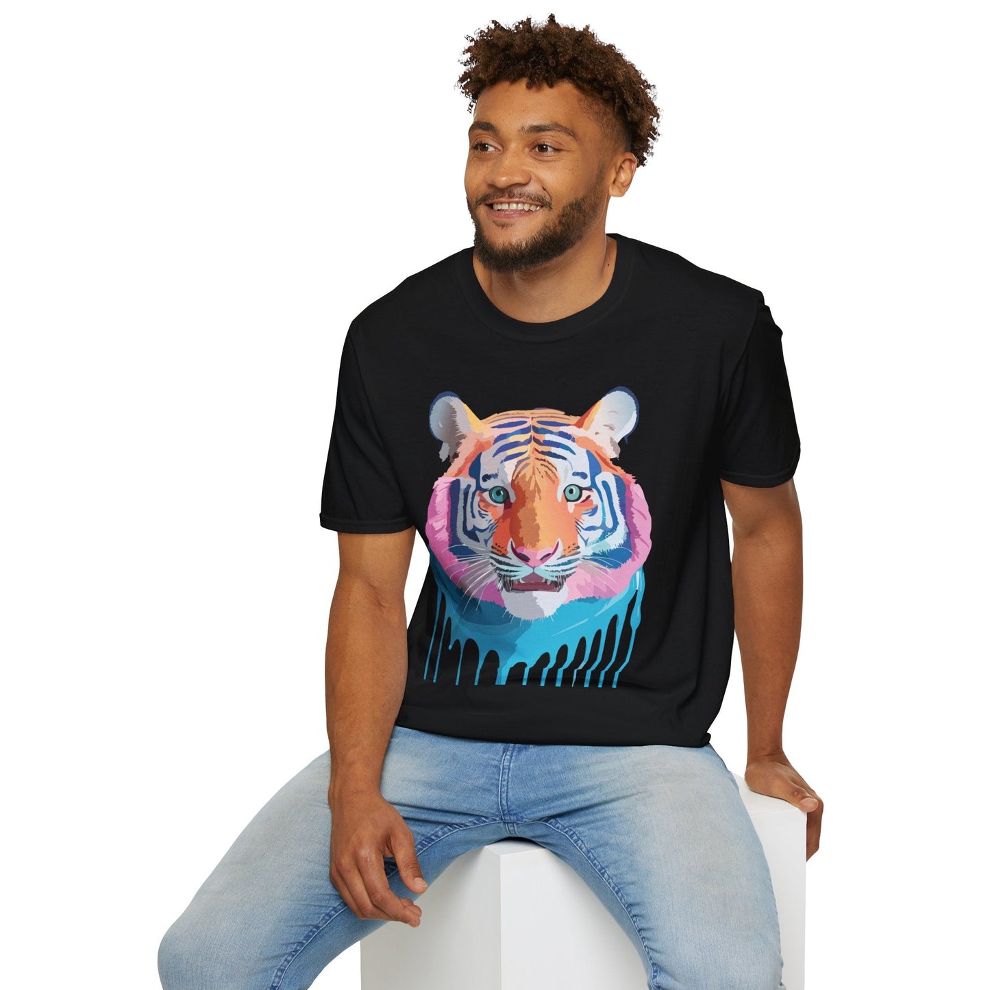 Tiger Print Unisex Softstyle Breathable Cotton Tee 64000 Gildan Shirt