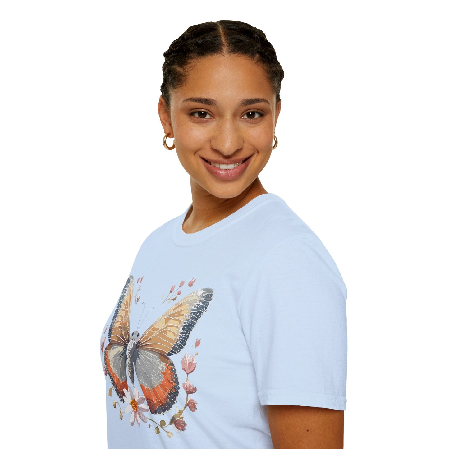 Unisex Butterfly T Shirt Softstyle Gildan 64000 Comfortable Durable Tee For Everyday Wear