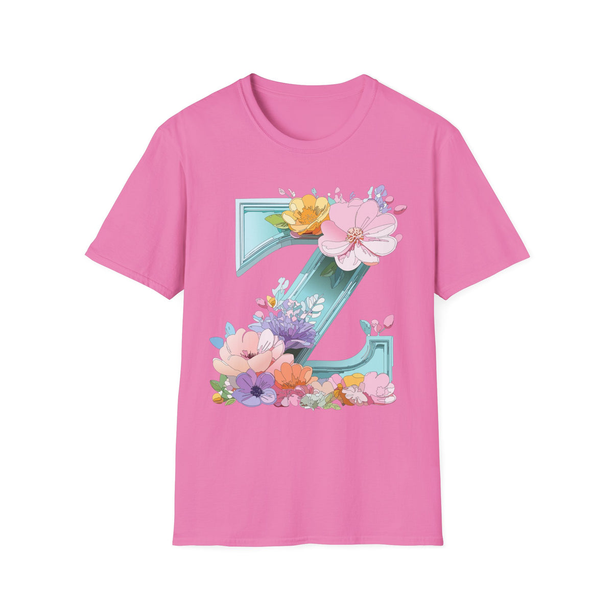 Floral Letter Z T-Shirt | Floral Initial Tee, Monogram Z Shirt
