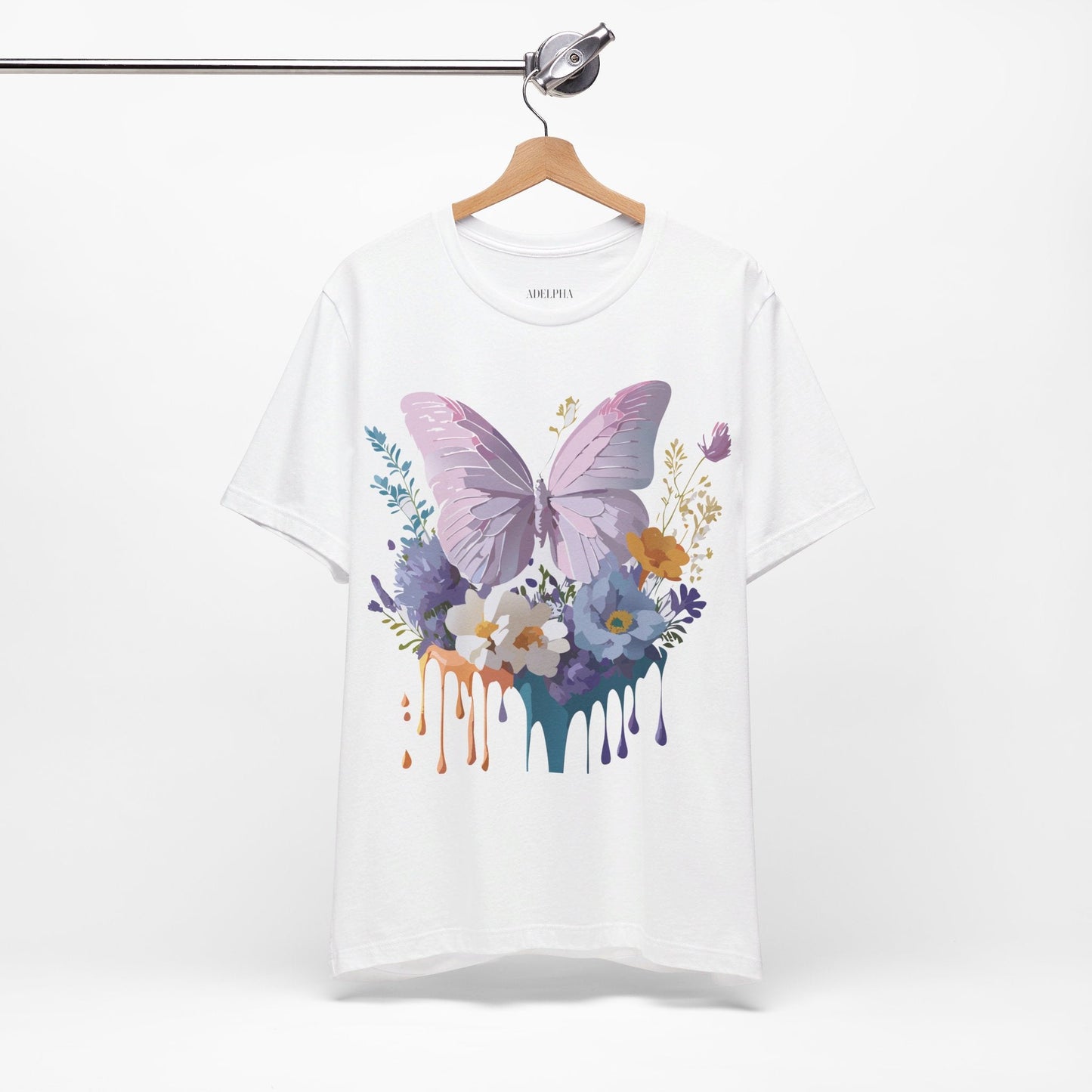Butterfly Graphic Unisex 100 Cotton Lightweight Vintage Floral Design Jersey Tee 46