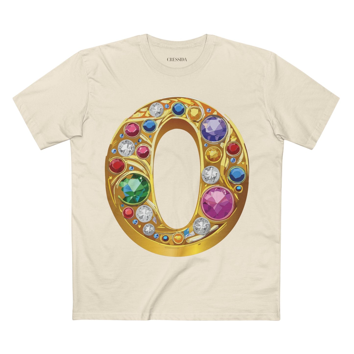 Letter O Graphic Design Tee Unisex 100 Cotton With Antique Gold Letters Artwork T-Shirt