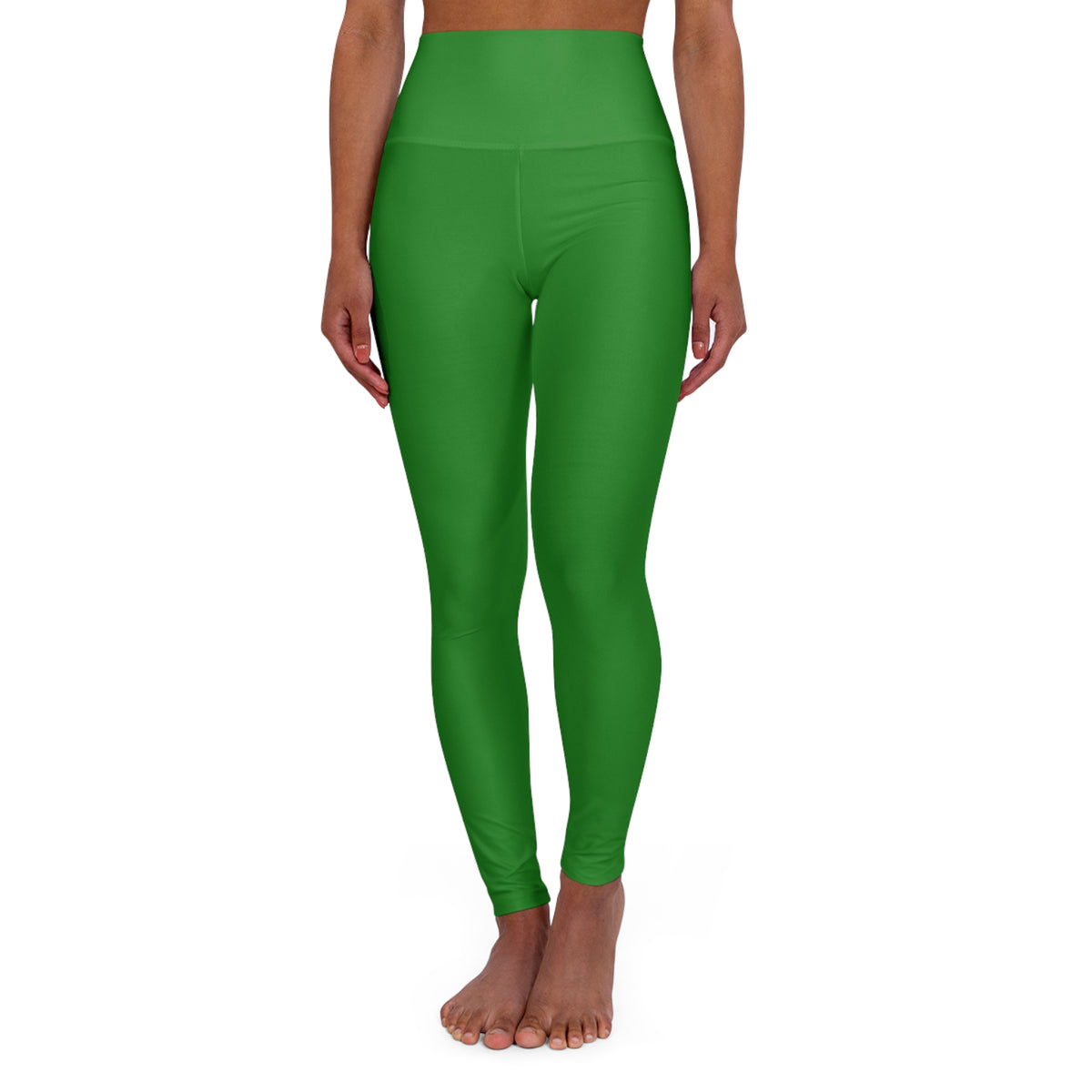 Forest Green Color High-Waist Yoga Leggings Women's Seamless Poly-Span Stretchy Pants XS-2XL