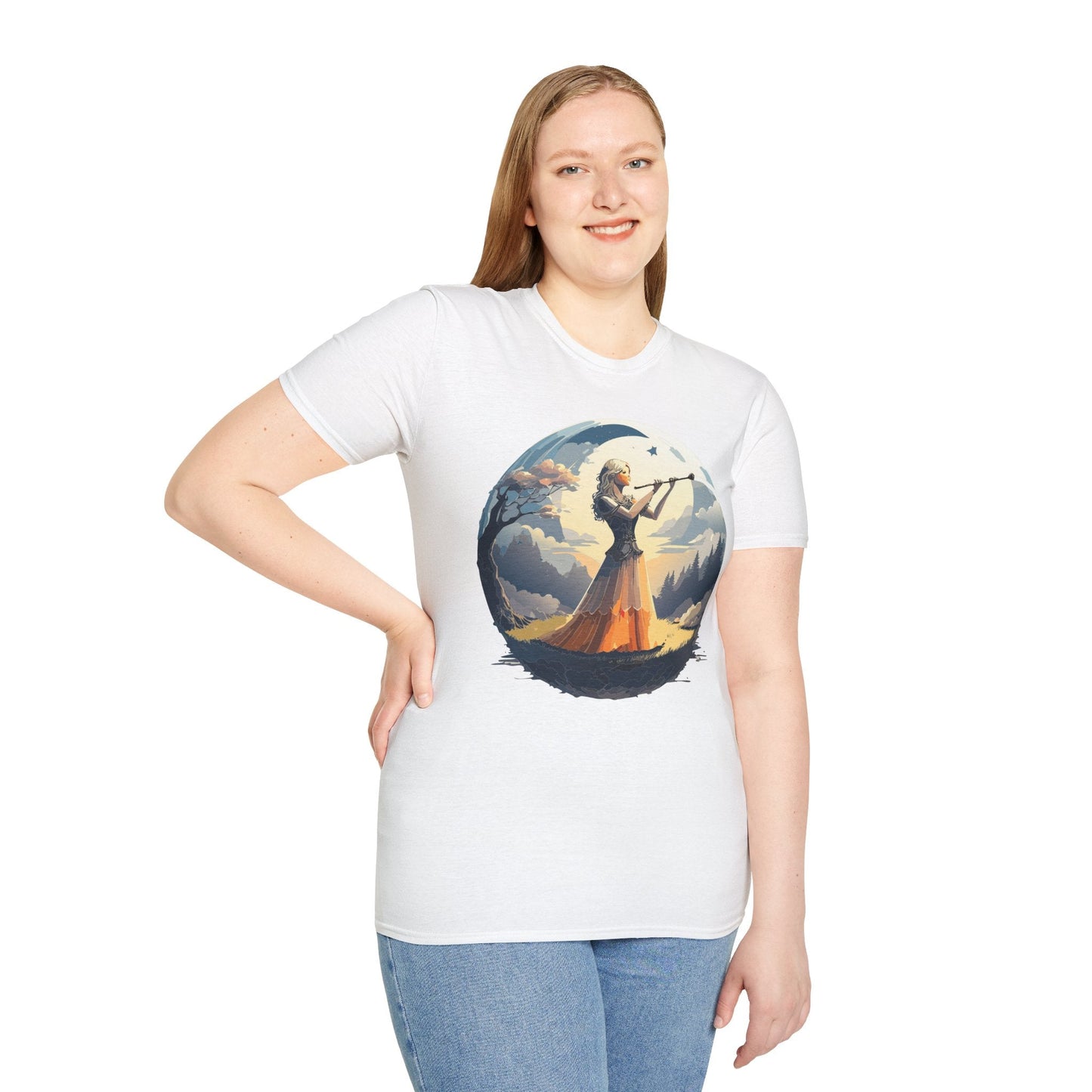Unisex Softstyle Graphic T Shirt 100 Percent Ring Spun Cotton Art Design Tee For Women