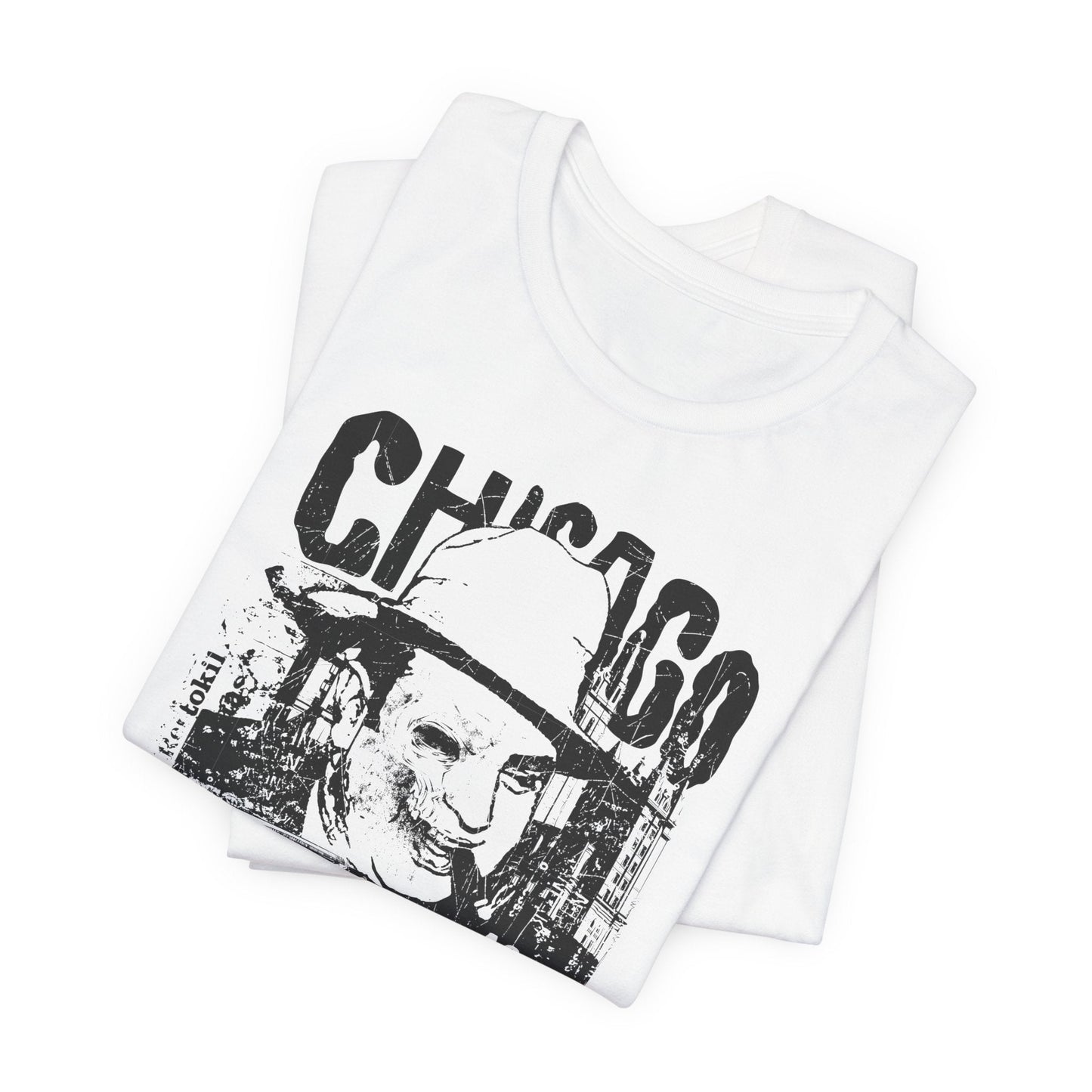 Chicago Retro Mobster Illustration Tee Vintage Car Cityscape Art Design T-Shirt A-8