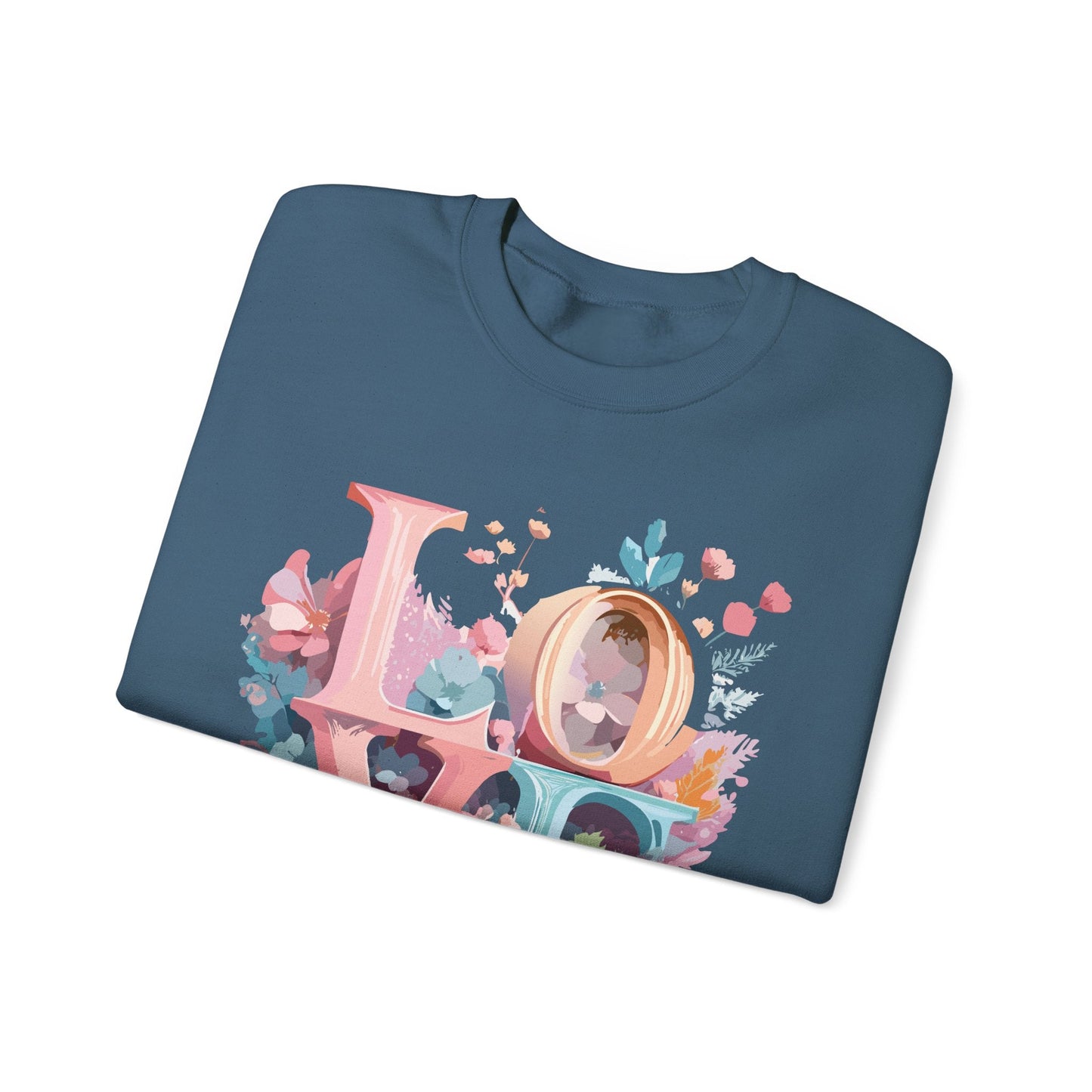 Floral Love Sweatshirt For Valentines Day Unisex Crewneck Fifty Fifty Cotton Polyester