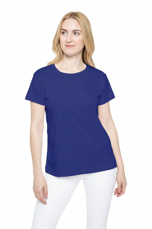 True Cobalt Blue Solid Color Print Women's Sports Jersey Short Sleeves Poly Athletic Tee