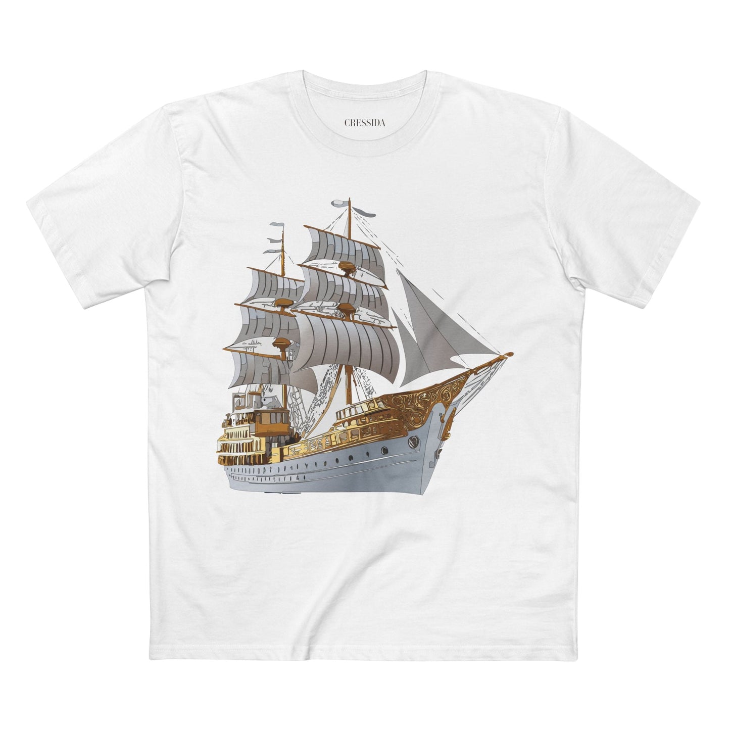 Ship Graphic Unisex 100 Cotton T-Shirt with Gold Frigate Art Design 5