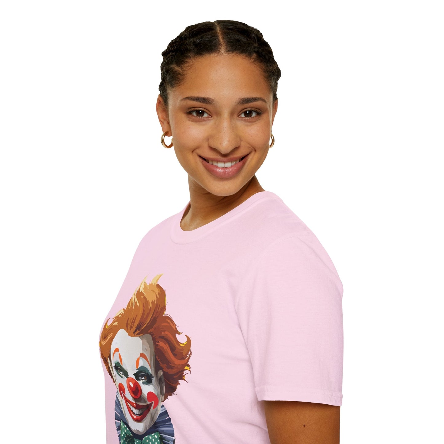 Clown Theme T Shirt Funny Man Circus Scary Man Unisex Gildan Softstyle Graphic Tee Everyday Wear