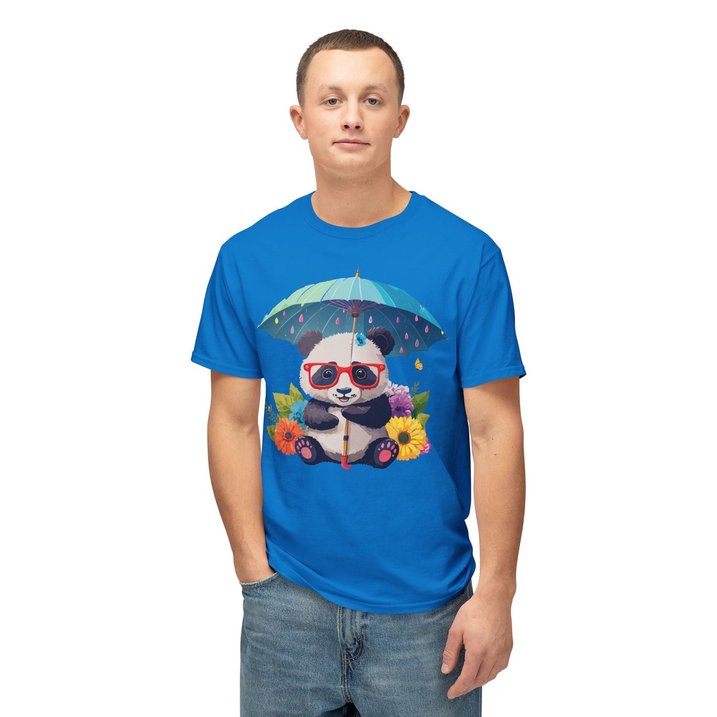Panda Art T Shirt Unisex HD Cotton Tee With Floral Print Panda Design USA Printed Now