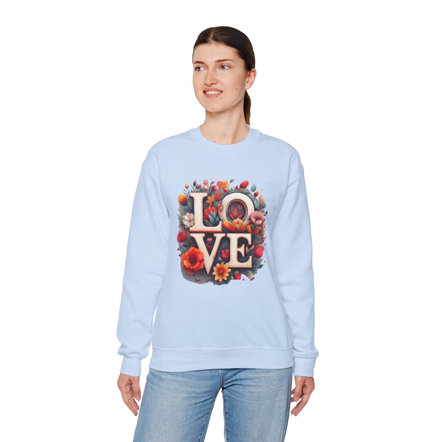 Floral Love Valentines Day Sweatshirt Unisex Crewneck Love Flower Gift Idea Cozy Everyday Wear