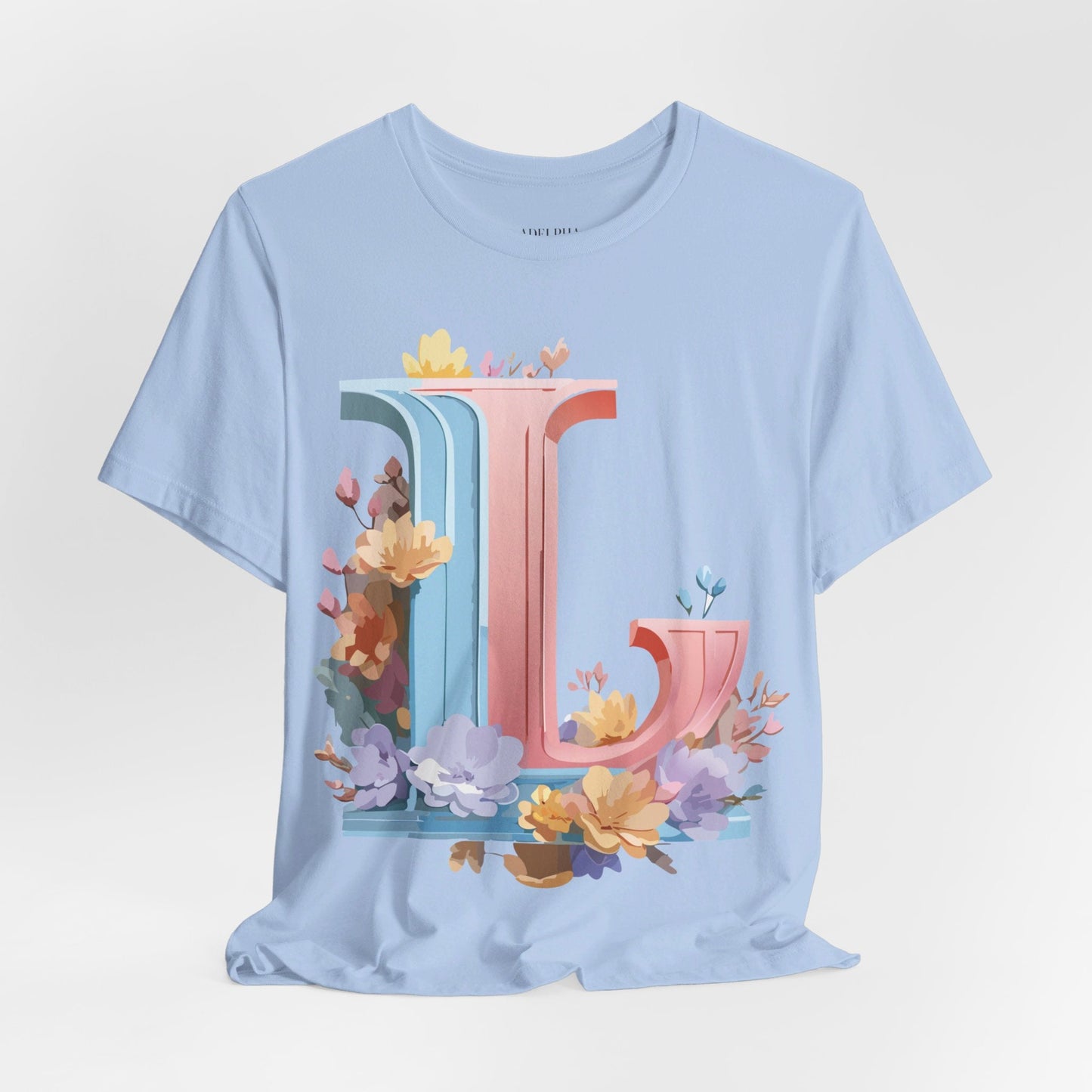 Letter L Shirt Graphic Tee Unisex Short Sleeve Vintage Inspired Artwork Adelpha Premium