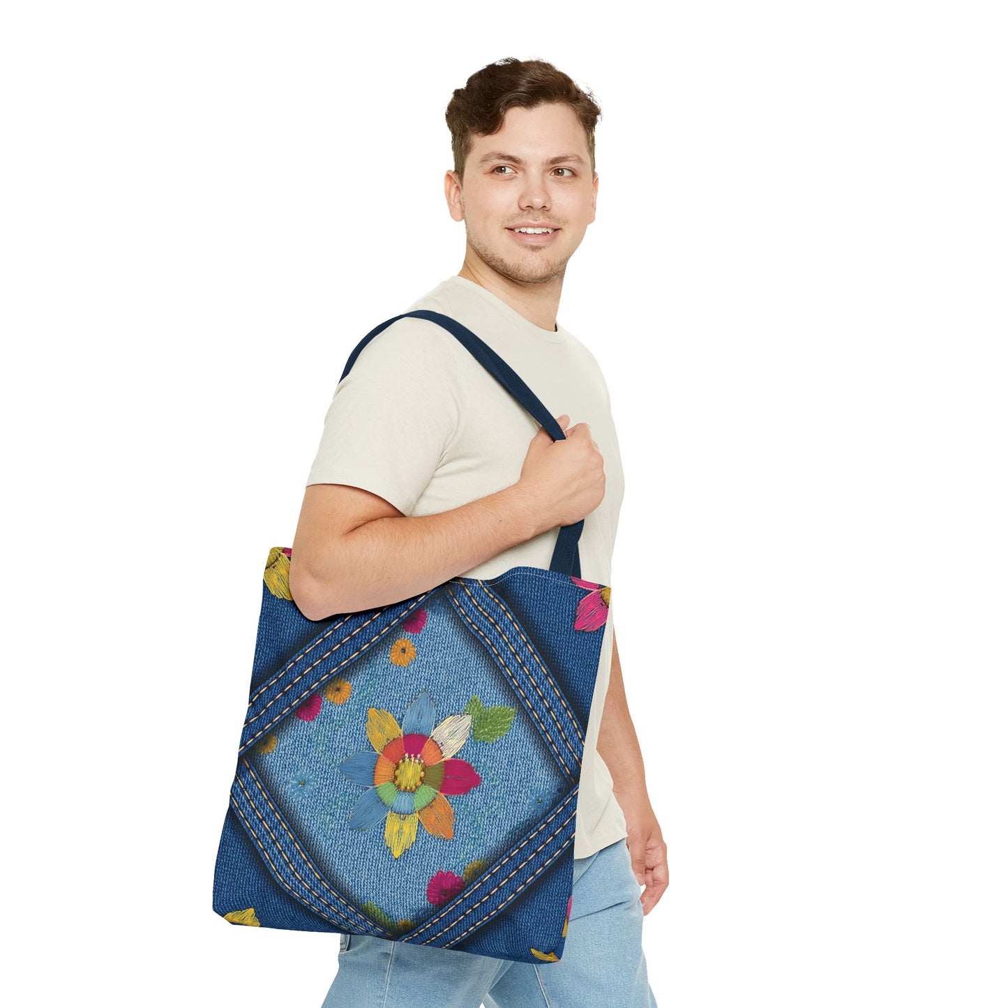 DENIM PRINT CANVAS BAG HIGH-QUALITY 100% SPUN POLYESTER 3 SIZES CANVAS BAG-177