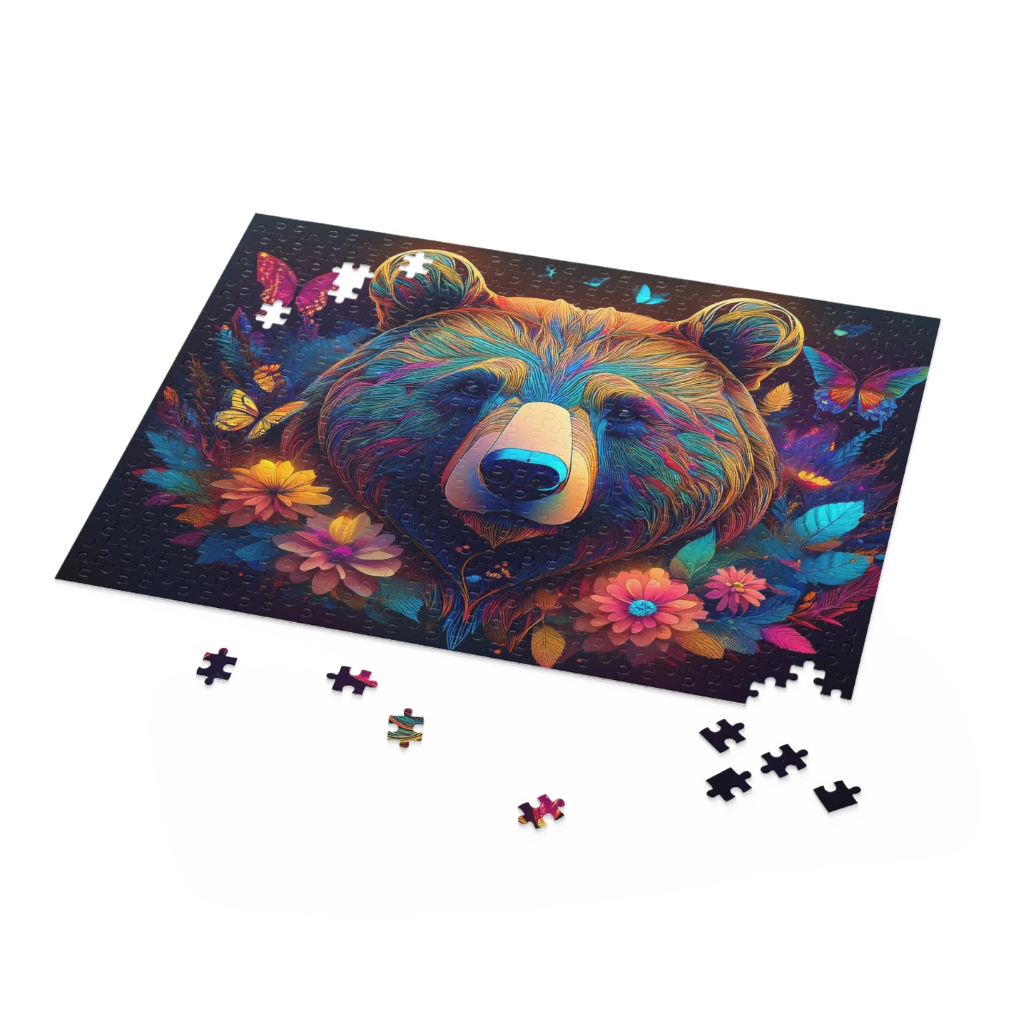Puzzles-51 Kids Bear Puzzle 500-Piece | Floral Bear Puzzle 500-Piece, Animals Kids Puzzles Size: 16" x 20",  Ages 9+