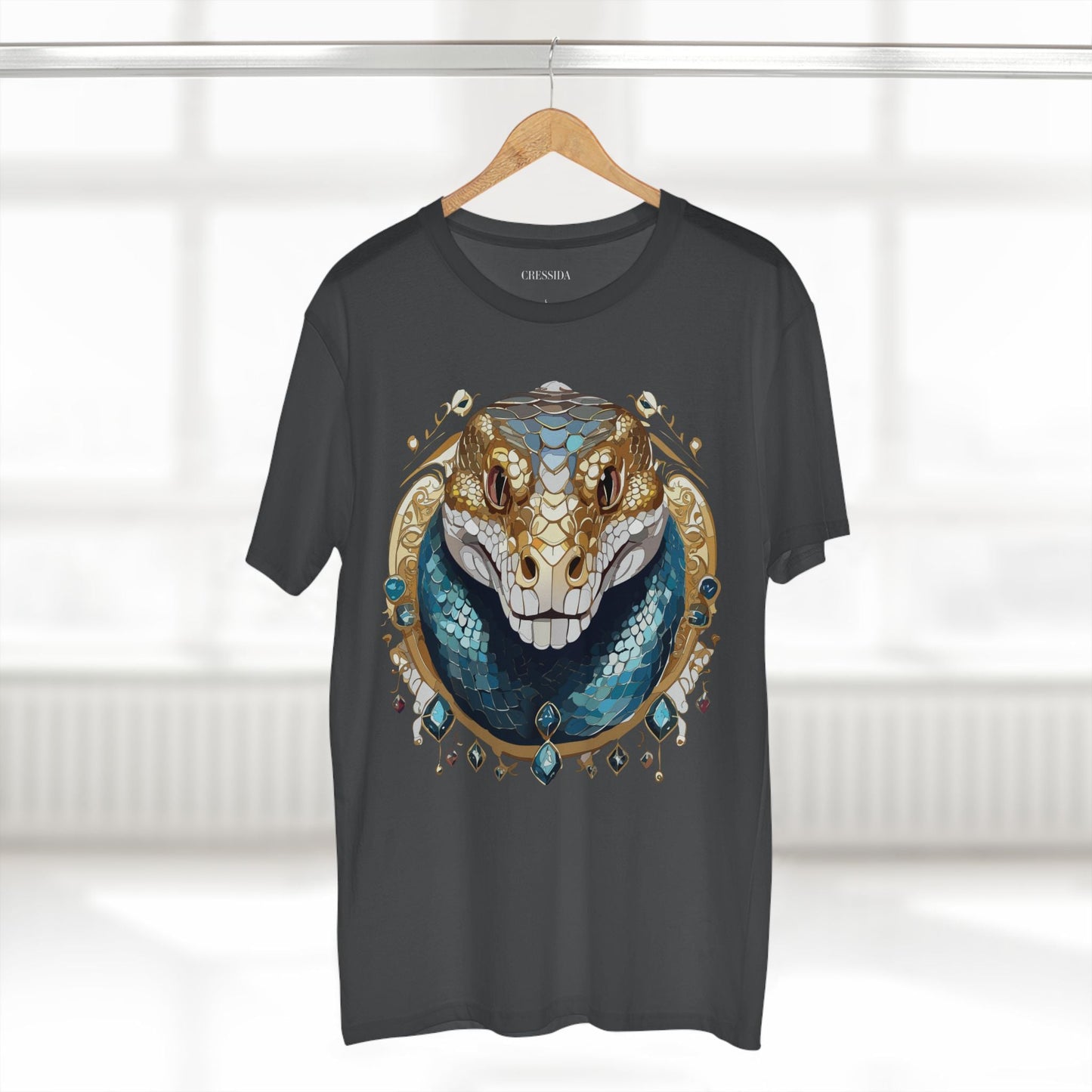 Snake Graphic Unisex 100 Cotton Tee With Unique Animal Golden Medallion Art Design 43