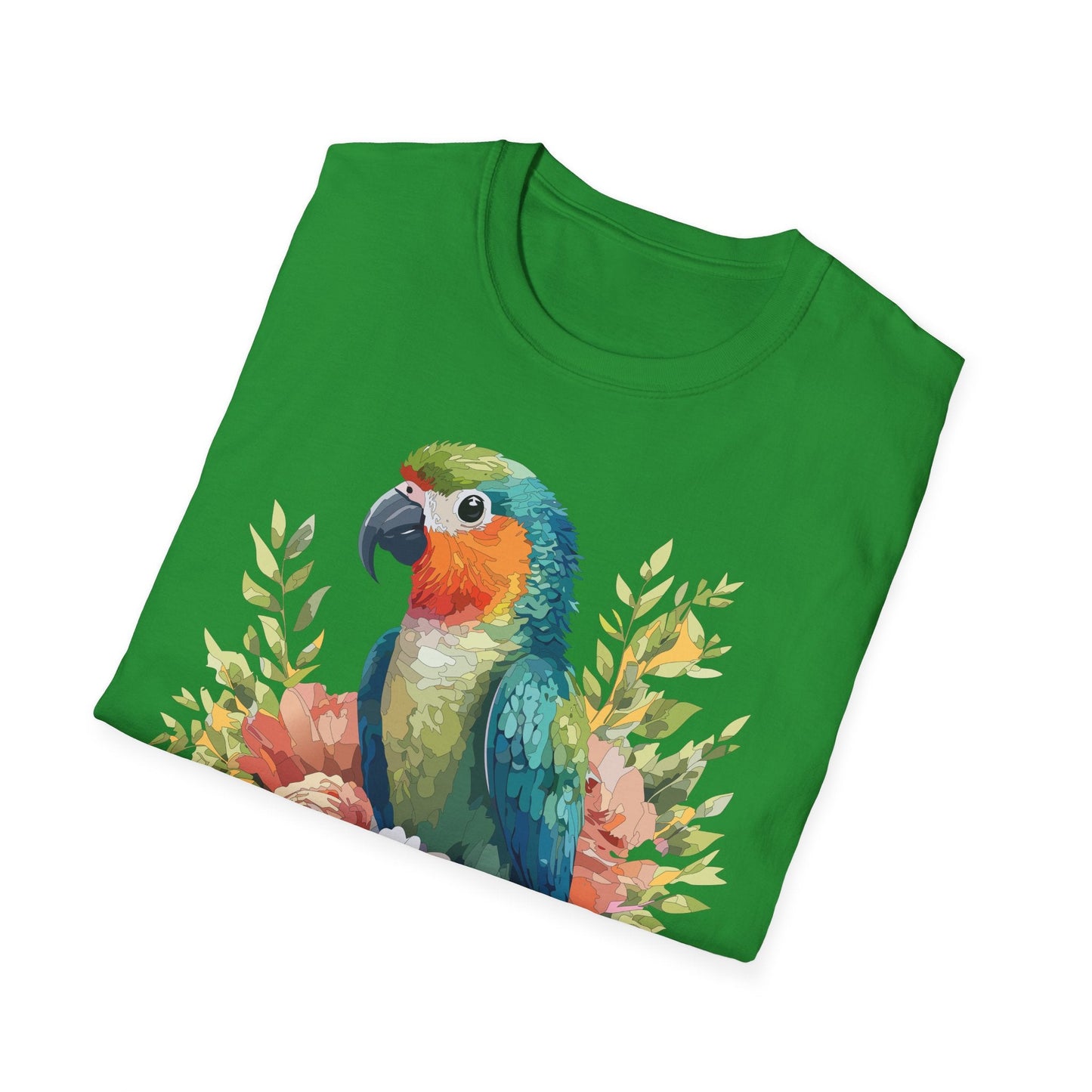 Floral Bird T Shirt Unisex Softstyle Gildan 64000 Cotton Tee for Everyday Comfort