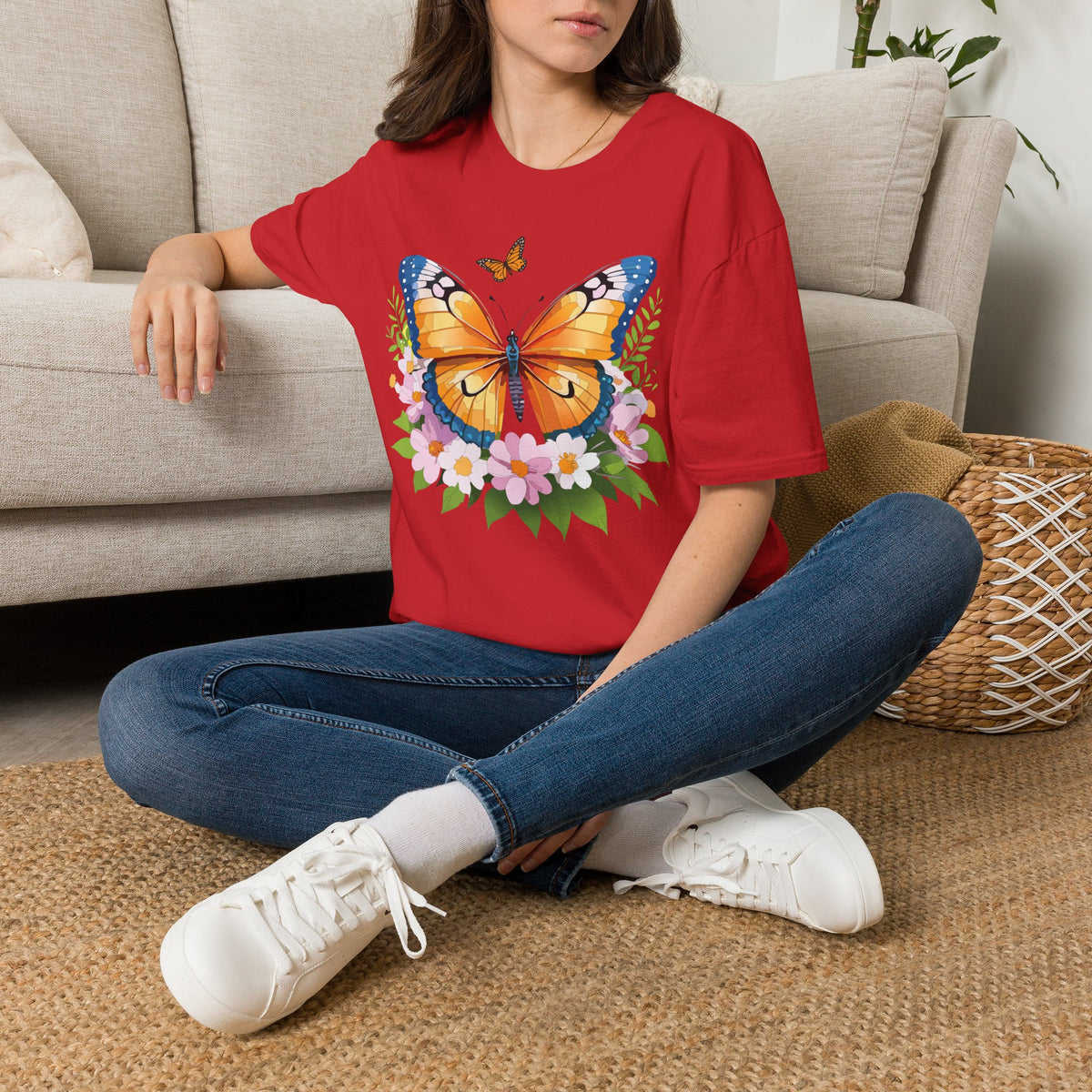 Monarch Butterfly Floral Butterfly Graphic Design Unisex 100 Cotton Gildan T-Shirt