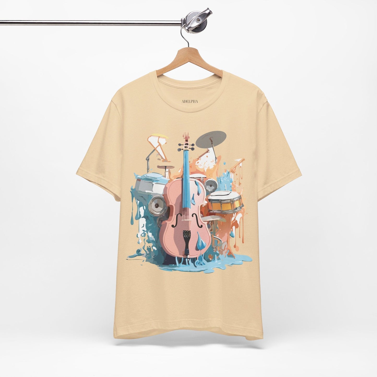Music Graphic Unisex 100 Cotton Vintage Art with Musical Elements Tee 74