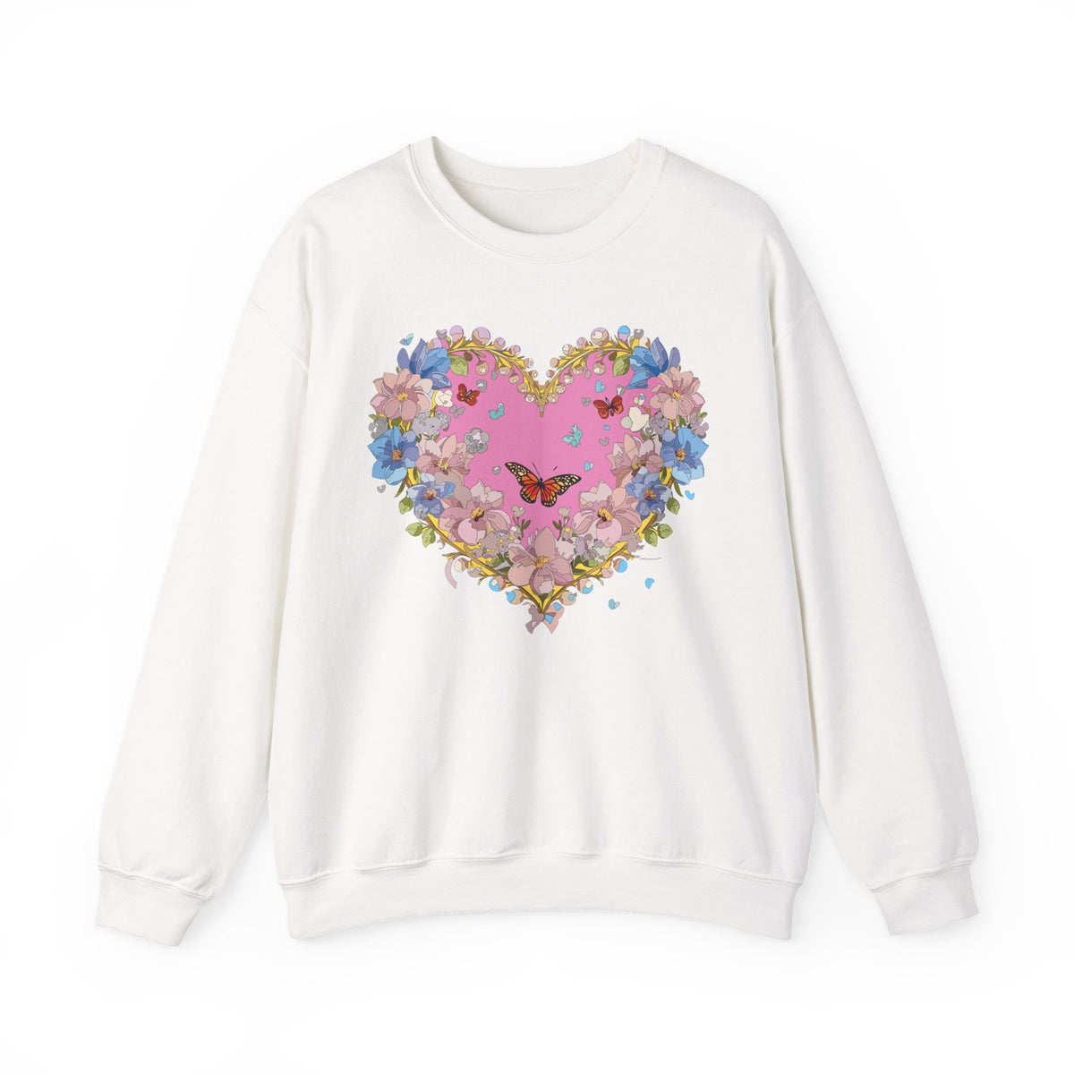 Floral Heart Love Graphic Valentine's Day Sweatshirt Unisex 50/50 Cotton-Poly Sweatshirt w39