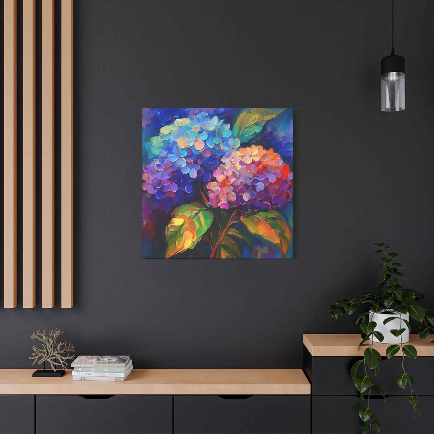 Hydrangeas Print Canvas, Flowers Oil Paint Print 20x20, 24x24, 30x30, 32x32, 36x36, Floral Art Design Print Non-Frame MC-29