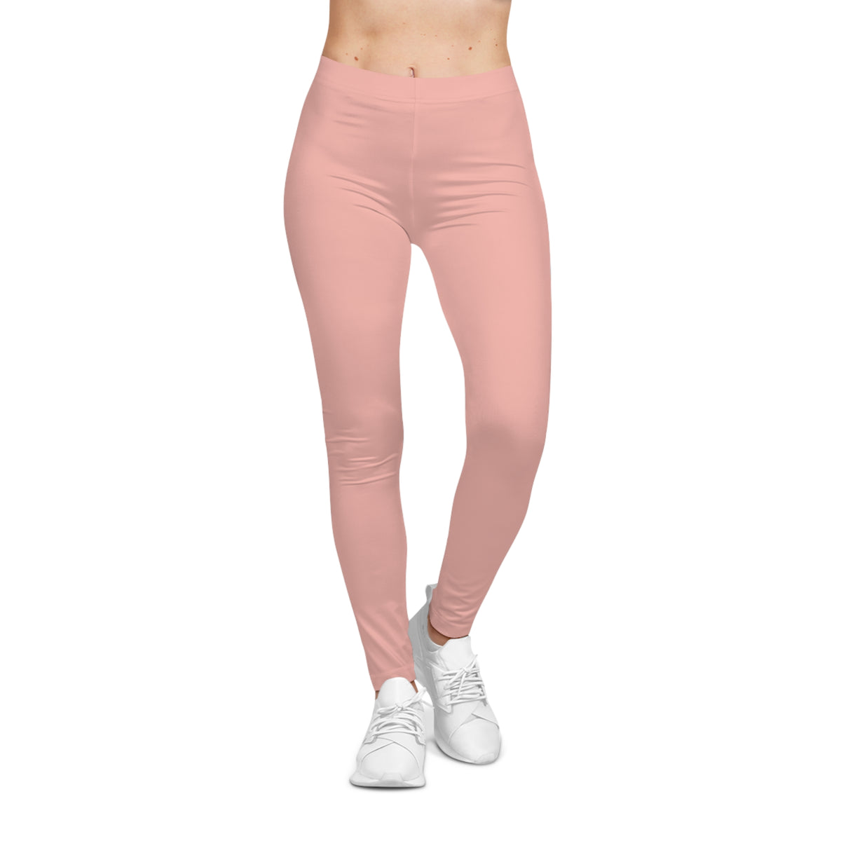 Powder Blush Rose Pink Color Women's Poly-Span Casual Leggings XS-2XL