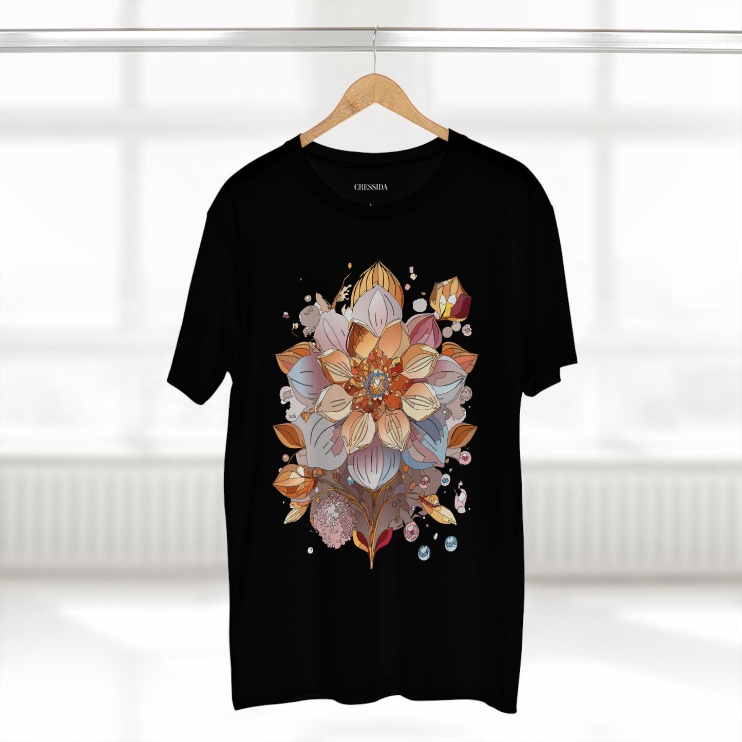 Floral Graphic T-Shirt Unisex 100 Cotton Art Design with Antique Flowers Tee 5