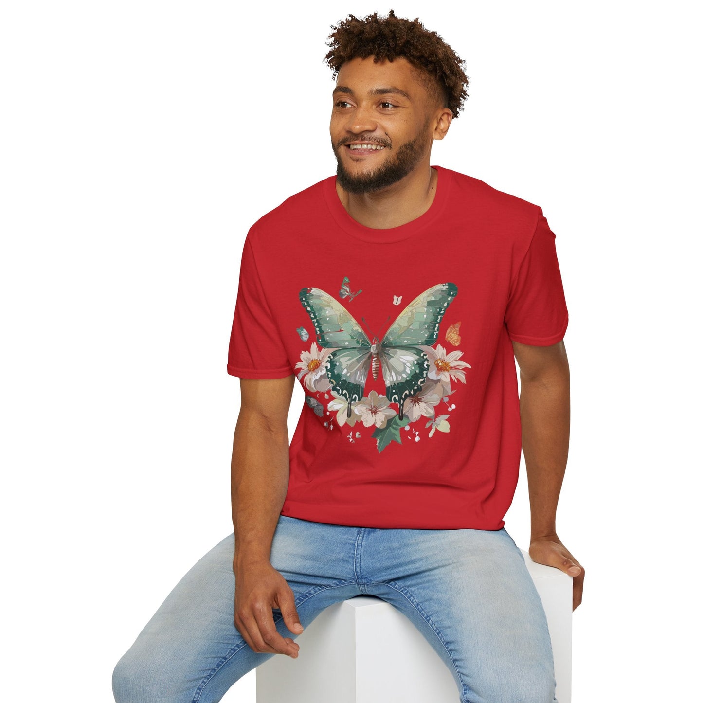 Butterfly T Shirt Unisex Softstyle Tee 100 Percent Ring Spun Cotton Monarch Design Premium Comfort