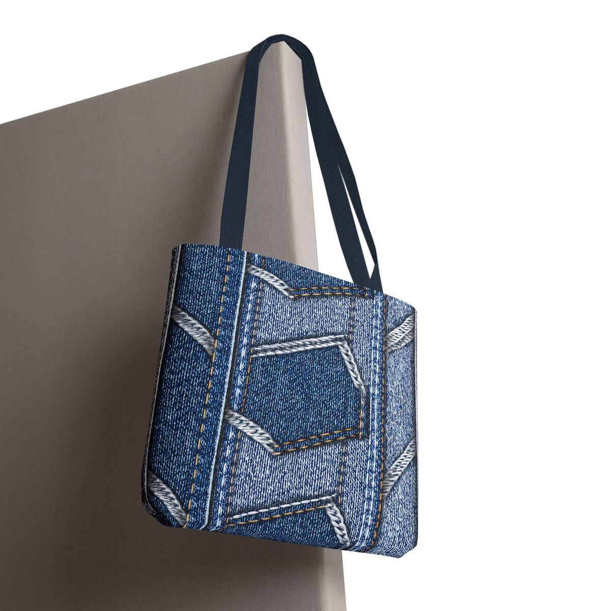 Denim Fabric Imitation Print Unisex Canvas Bag Poly Spun 3 Sizes Tote Bag 114