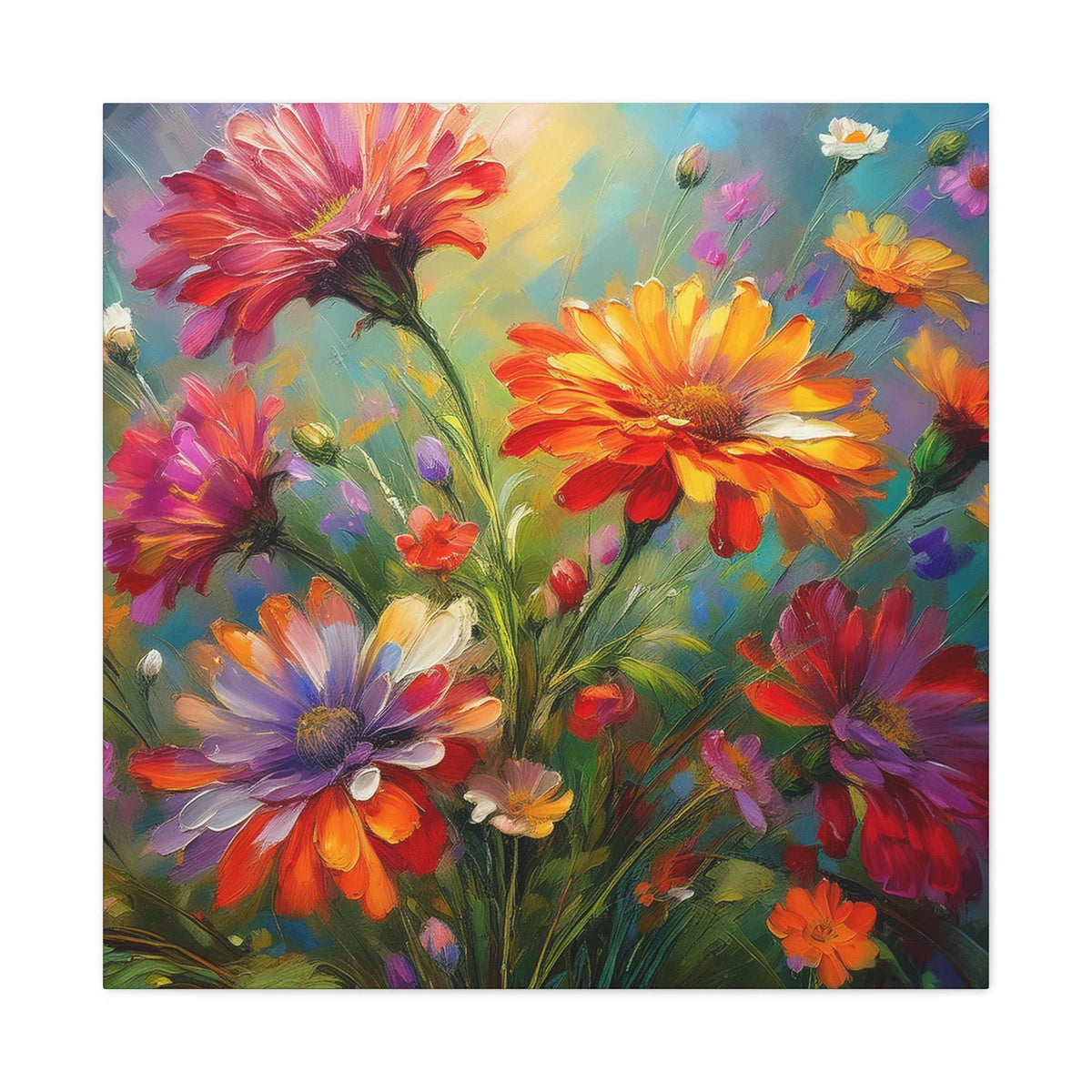 Flowers Print Canvas, Floral Oil Paint Print 20x20, 24x24, 30x30, 32x32, 36x36, Floral Art Design Print Non-Frame MC-13