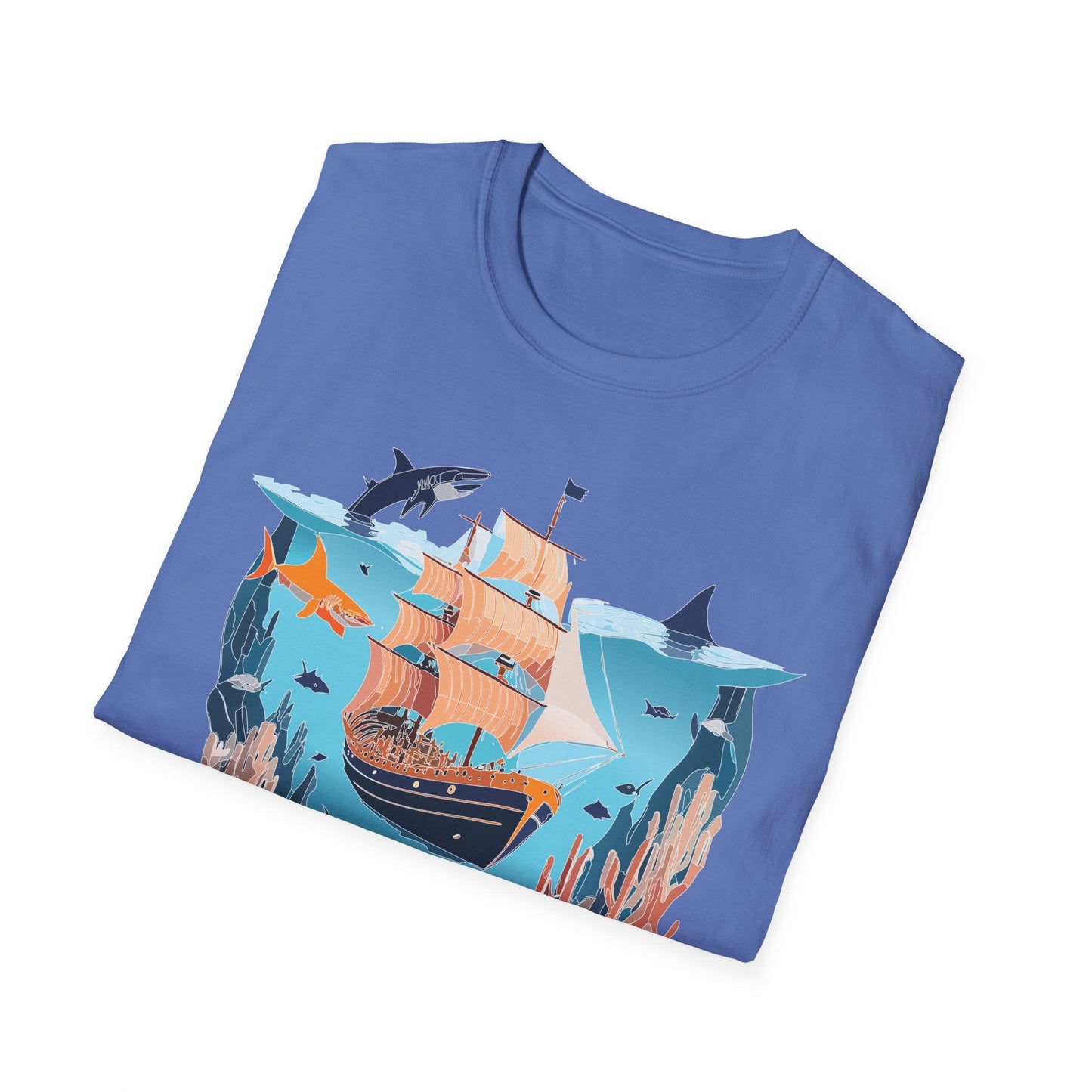 Ocean Tee Shirt Unisex Softstyle 64000 U Boat Design 100 Percent Ring Spun Cotton Tee
