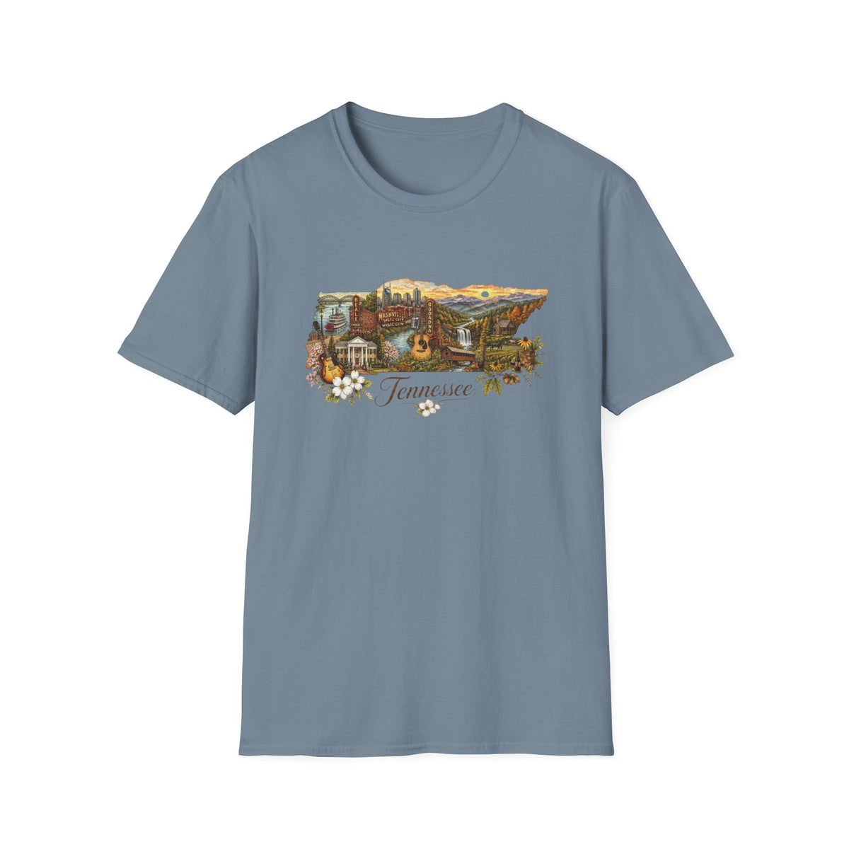 Tennessee Vintage State Map Graphic Design Unisex 100 Cotton Gildan T-Shirt