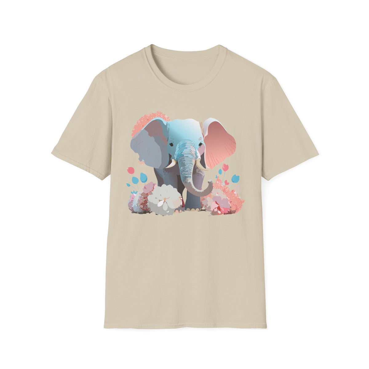 Pastel Elephant Illustration T-Shirt | Cute Watercolor Elephant Tee