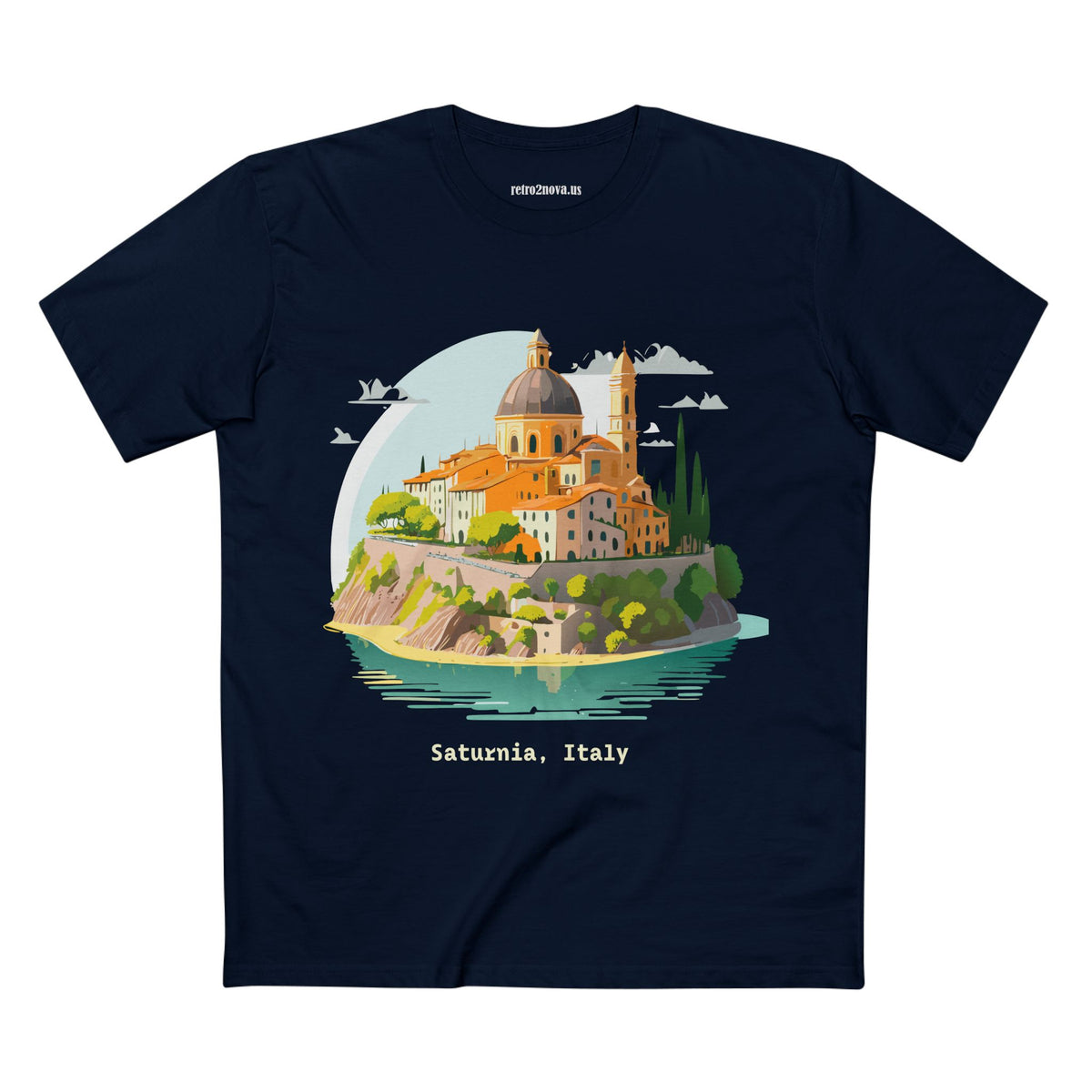 Saturnia Italy townscape T-Shirt | Travel illustration tee, Italian village