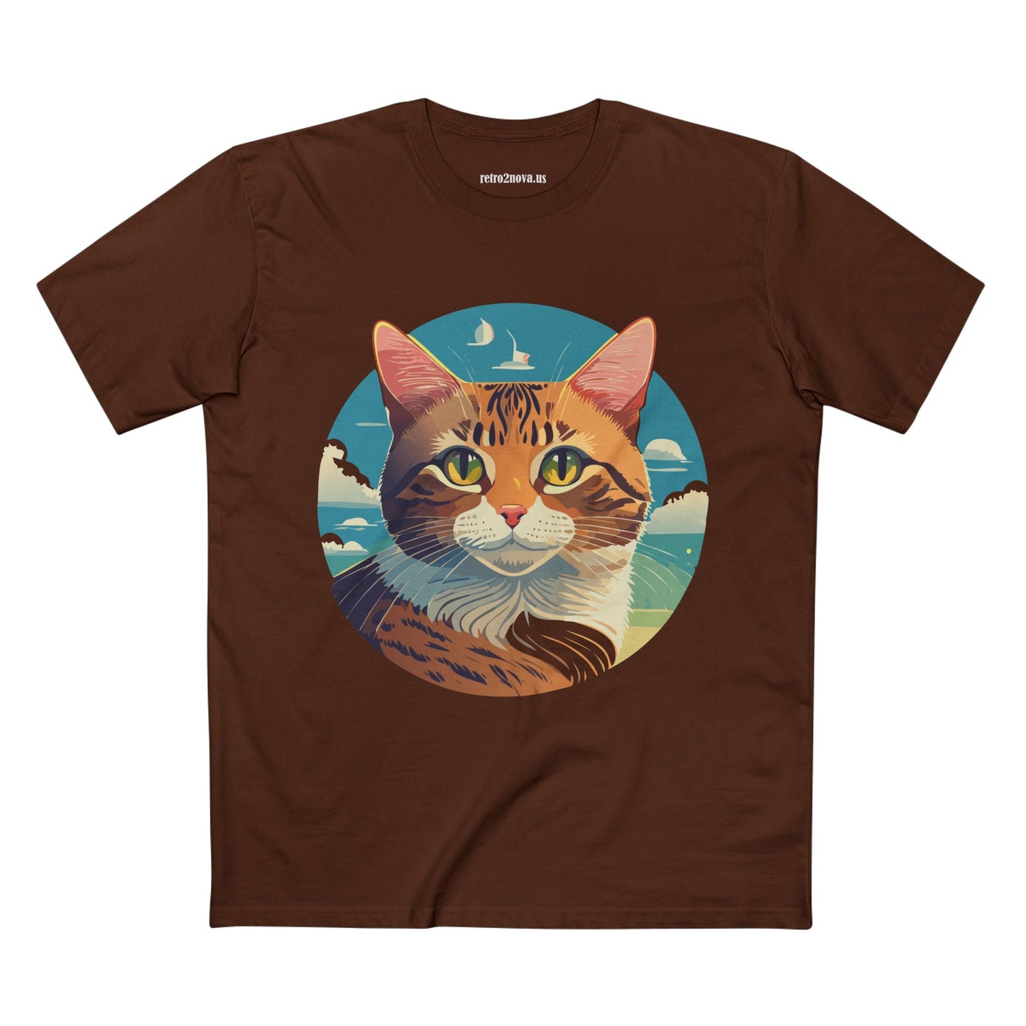 Unisex Premium Cotton Staple Tee With Original Cat Art Design Featuring Retro2Nova Logo And Everyday Comfort