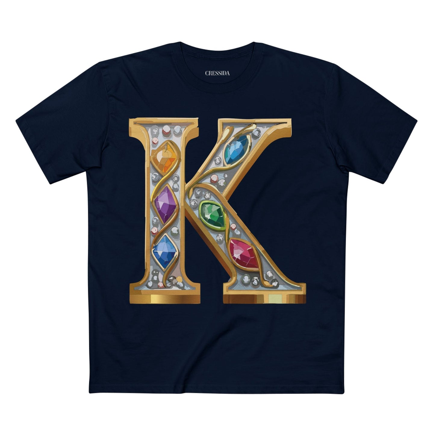 Letter K Graphic Design Tee Unisex 100 Cotton With Antique Gold Letters Artwork T-Shirt
