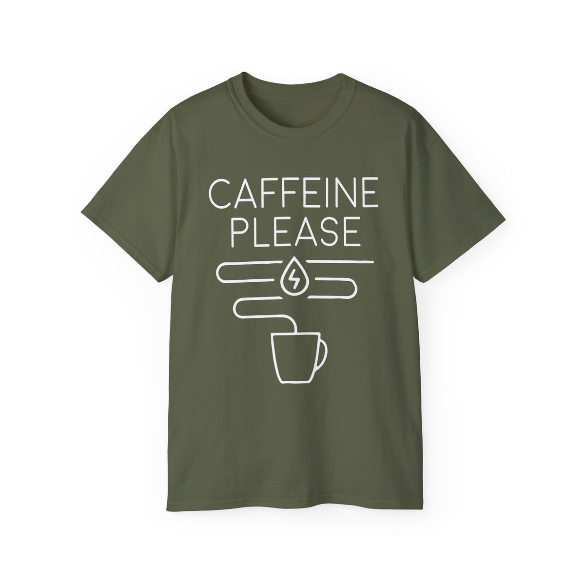 Caffeine Please tee | Coffee Graphic Tee, Minimal Coffee Mug Design
