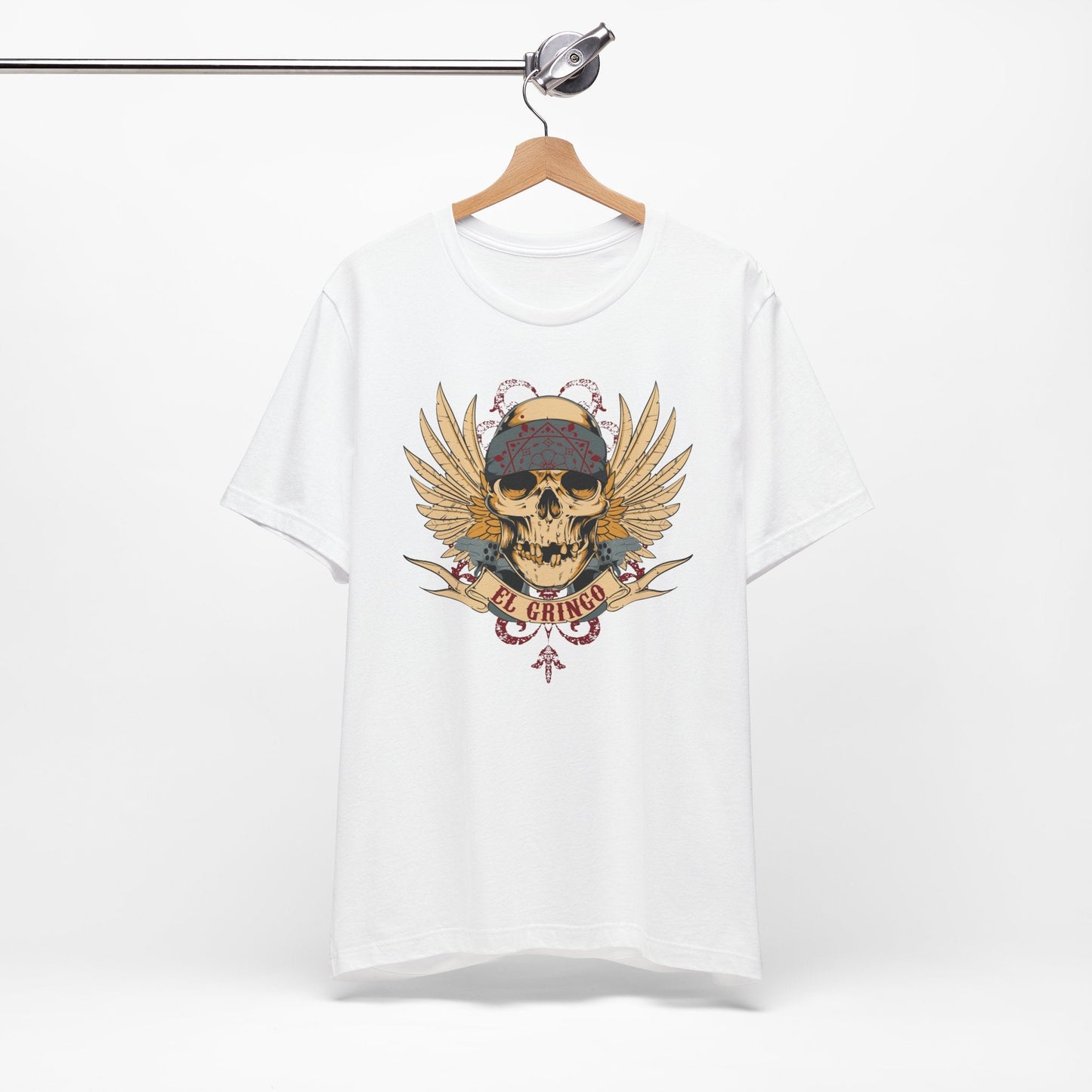 El Gringo Skull with Wings T-Shirt Vintage Tattoo Style Art-53