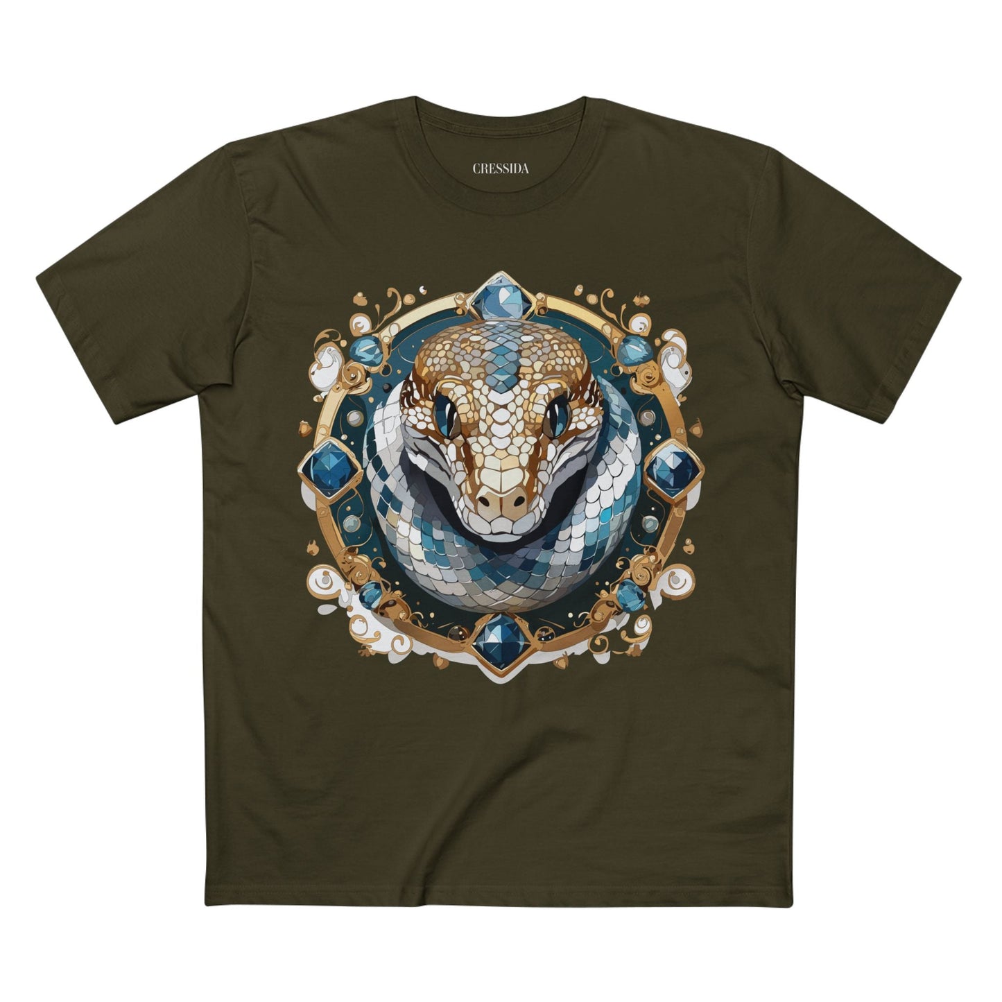 Snake Graphic Unisex 100 Cotton Tee With Unique Animal Golden Medallion Art Design 42