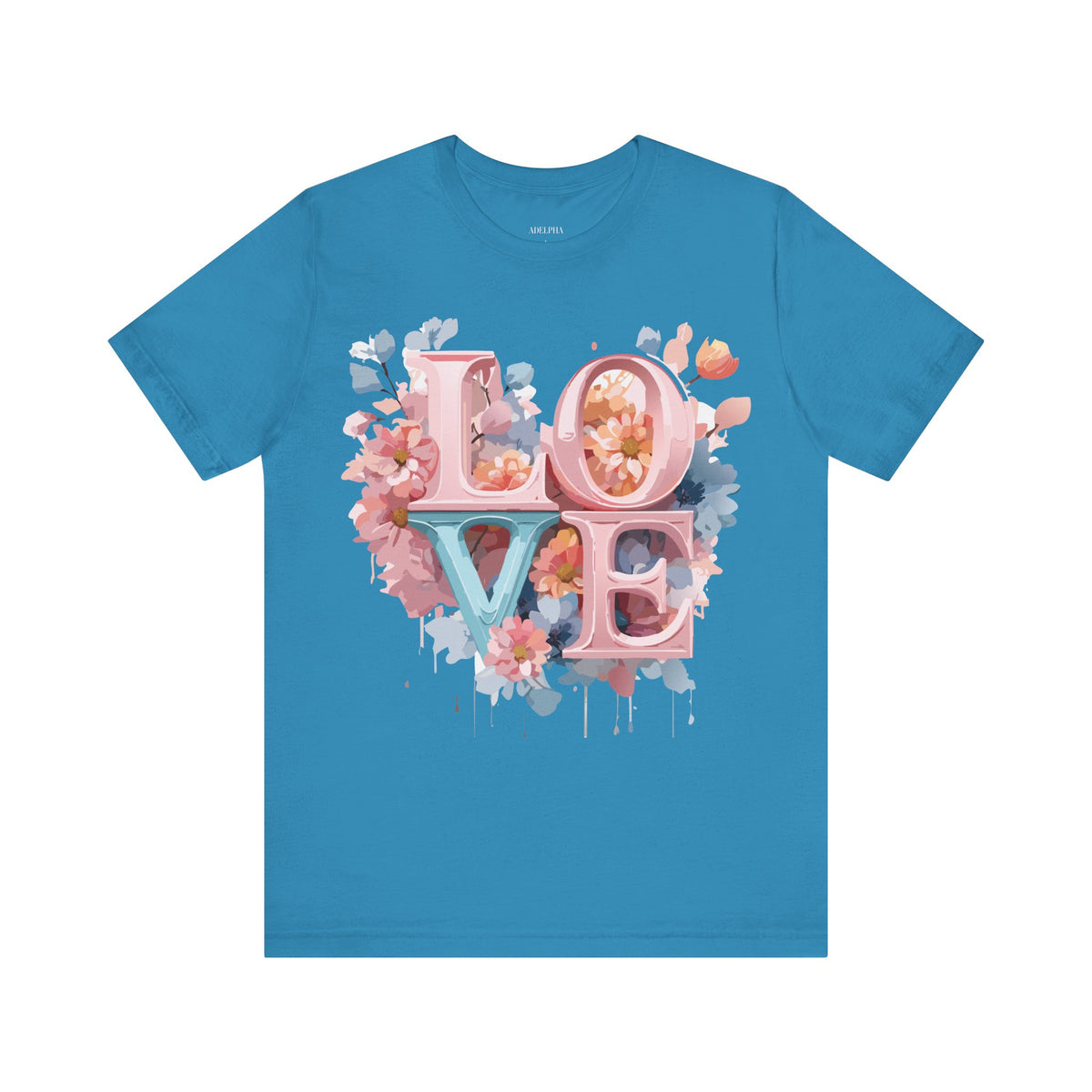 Valentine's Day Graphic Unisex Cotton Bella+Canvas Tee with Floral Art Design d117