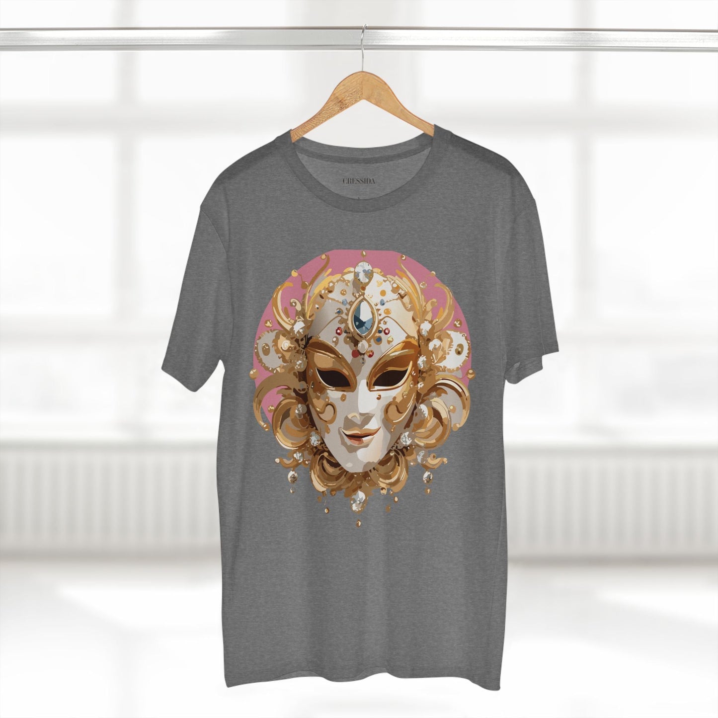 Carnival Mask Graphic T-Shirt Unisex 100 Cotton With Antique Gold Art Design Tee 13